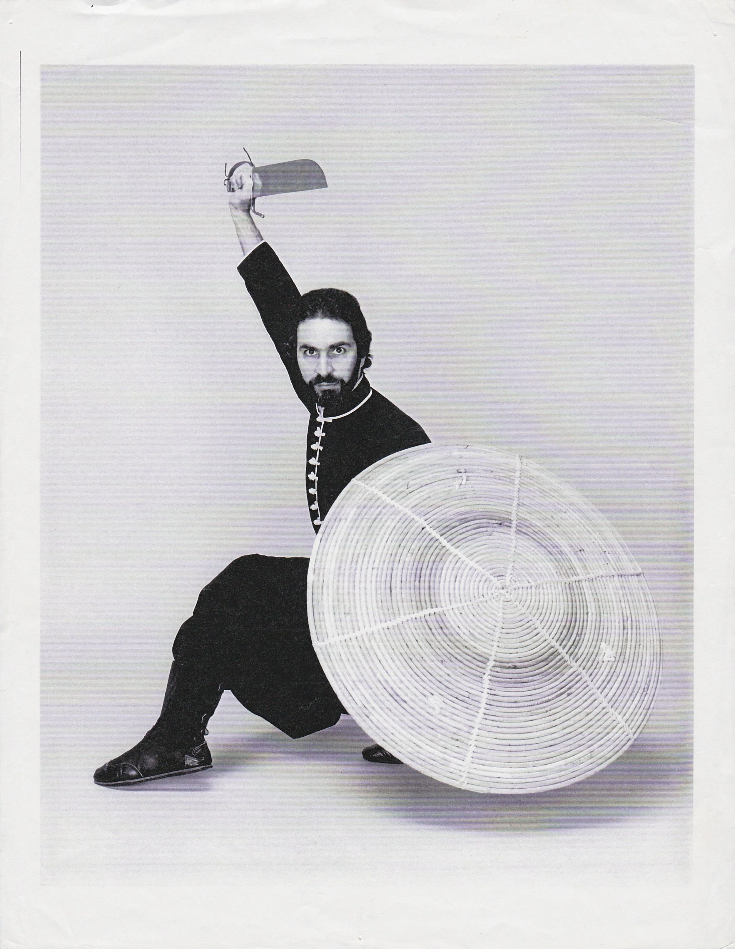 Master Paolillo with shield and butterfly sword, late 1970s