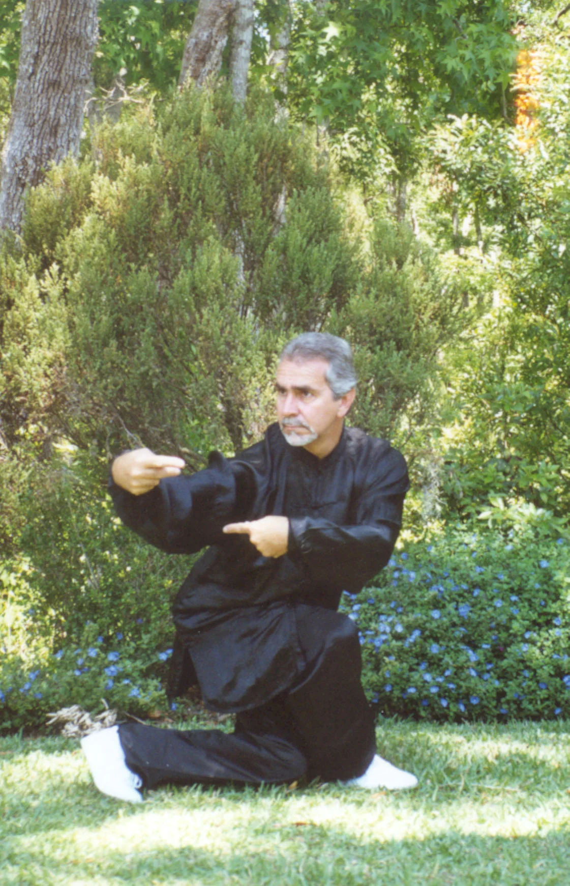 Sifu Paolillo in Praying Mantis posture, late 90s