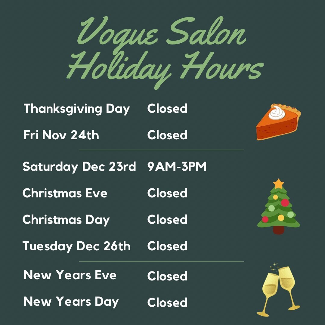 Holiday hours 🦃🎄🥂