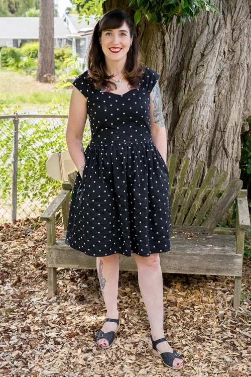 Lilly in her super-cute Cambie dress. Image source.