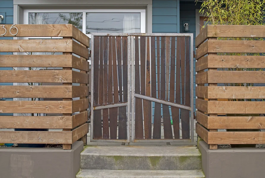 Alberta Street style wide slatted gates.