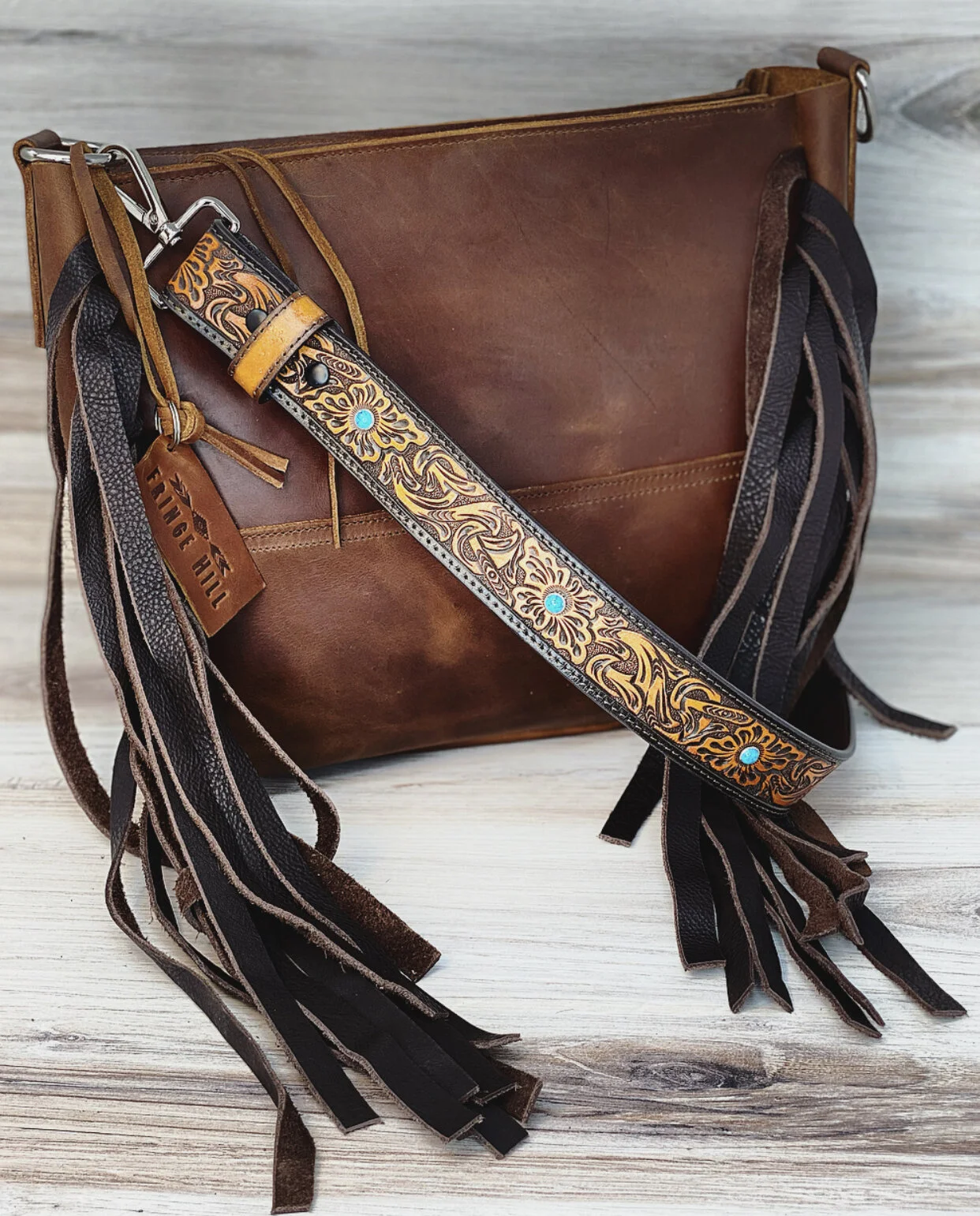 Silver Spur Saddlery Cowhide Concho Fringe Purse