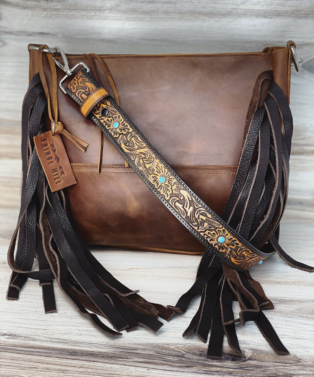 crossbody leather fringe purse