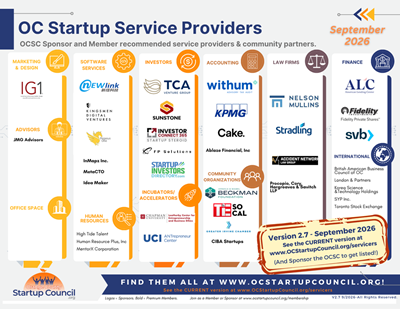 OCSC Service Providers Chart for Startups!