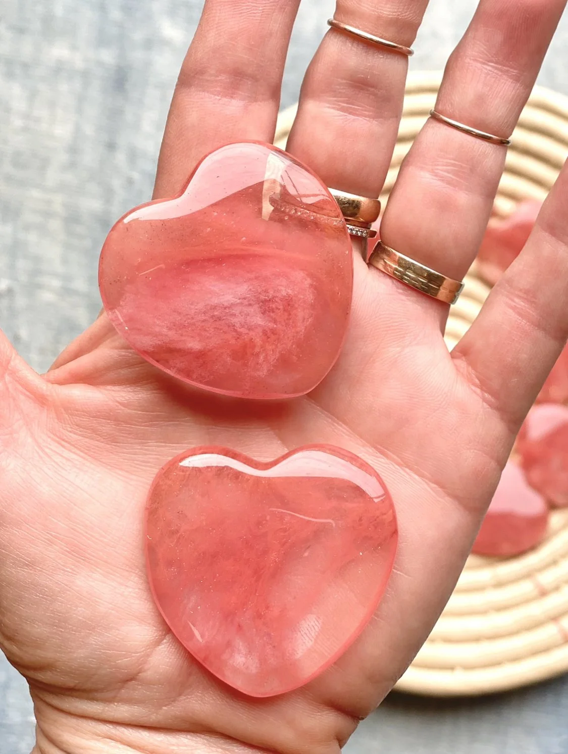 CHERRY QUARTZ HEARTS
