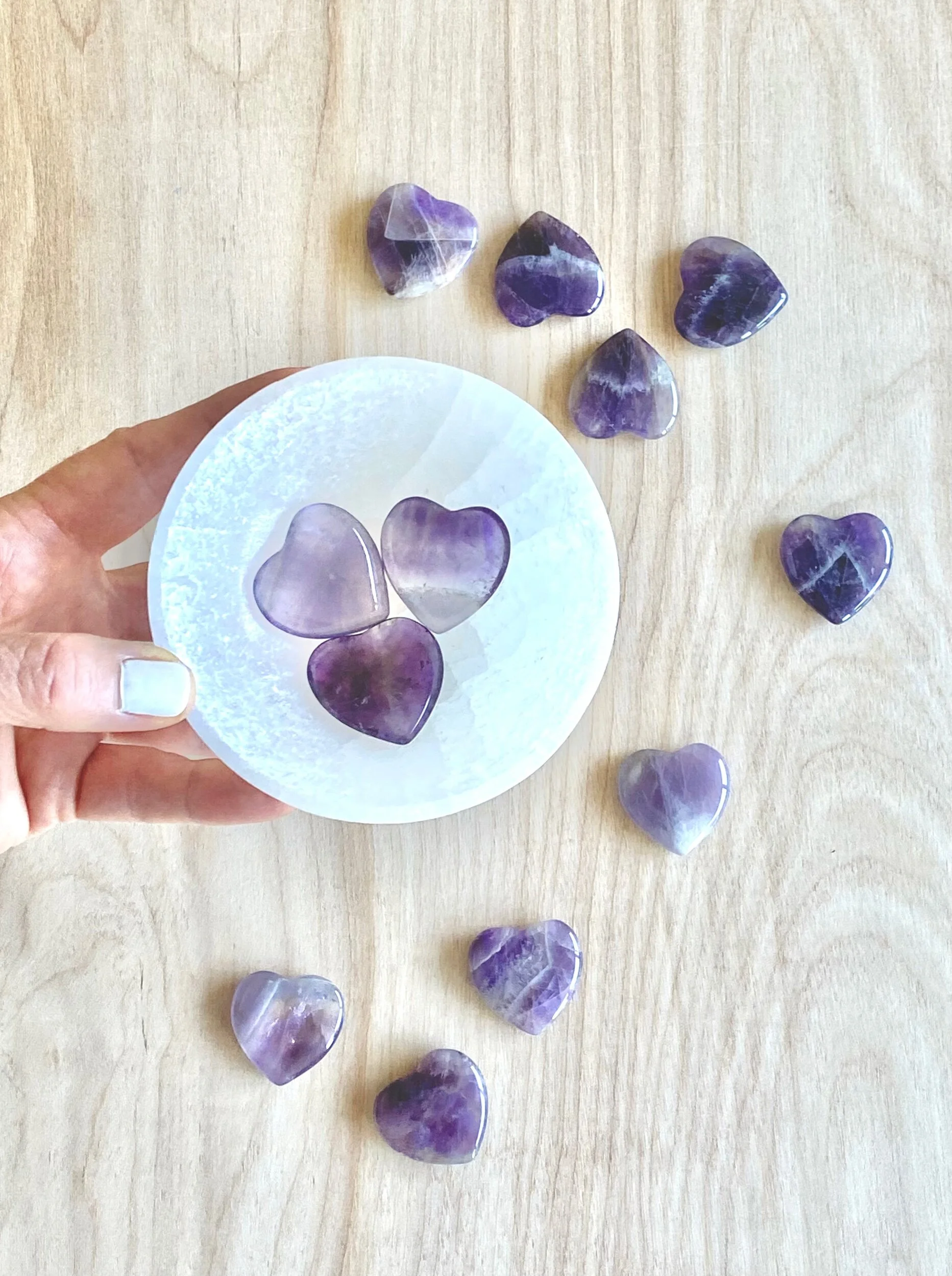 Petite Amethyst Hearts
