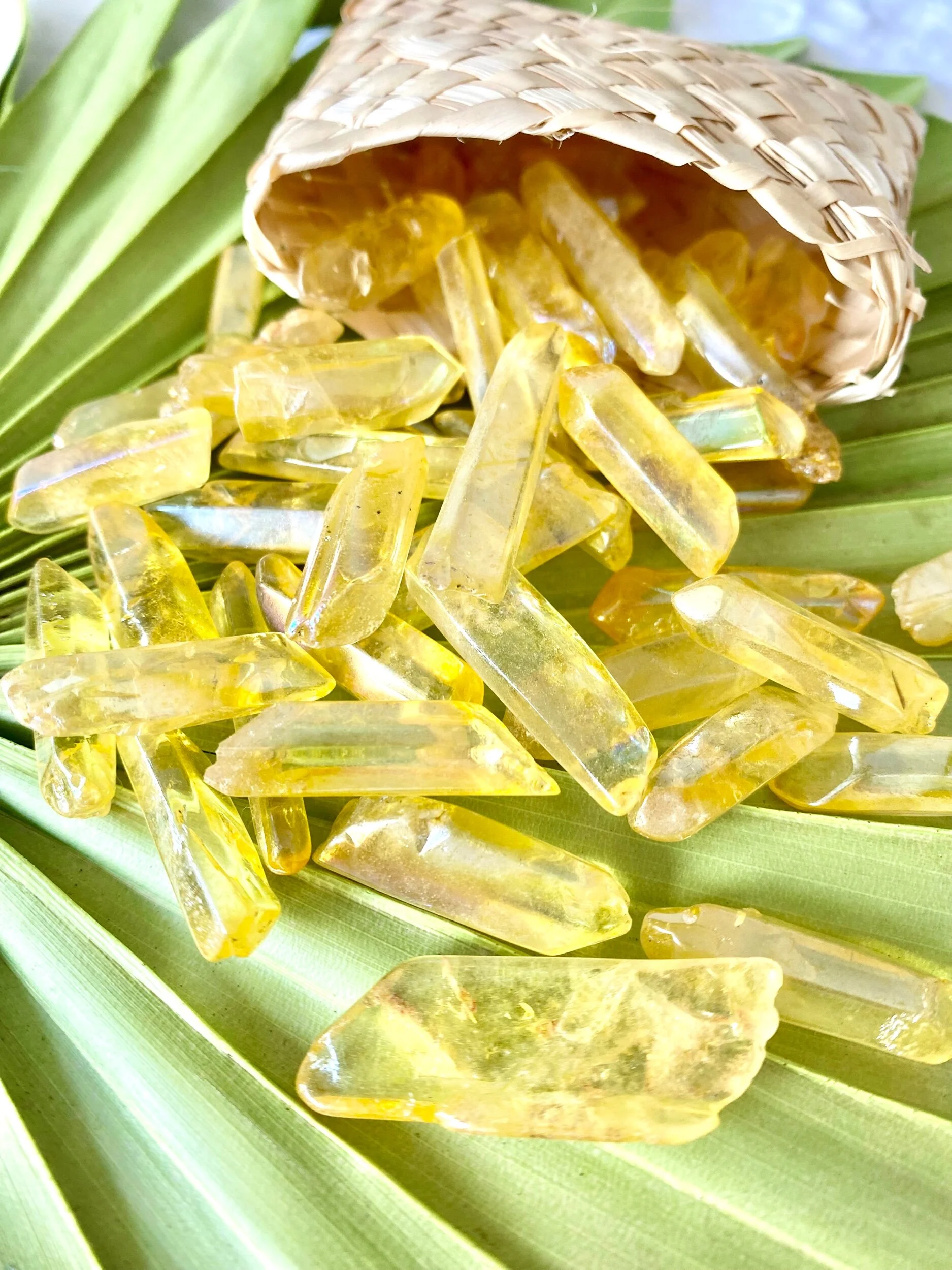 Yellow Aura Quartz Crystal Points