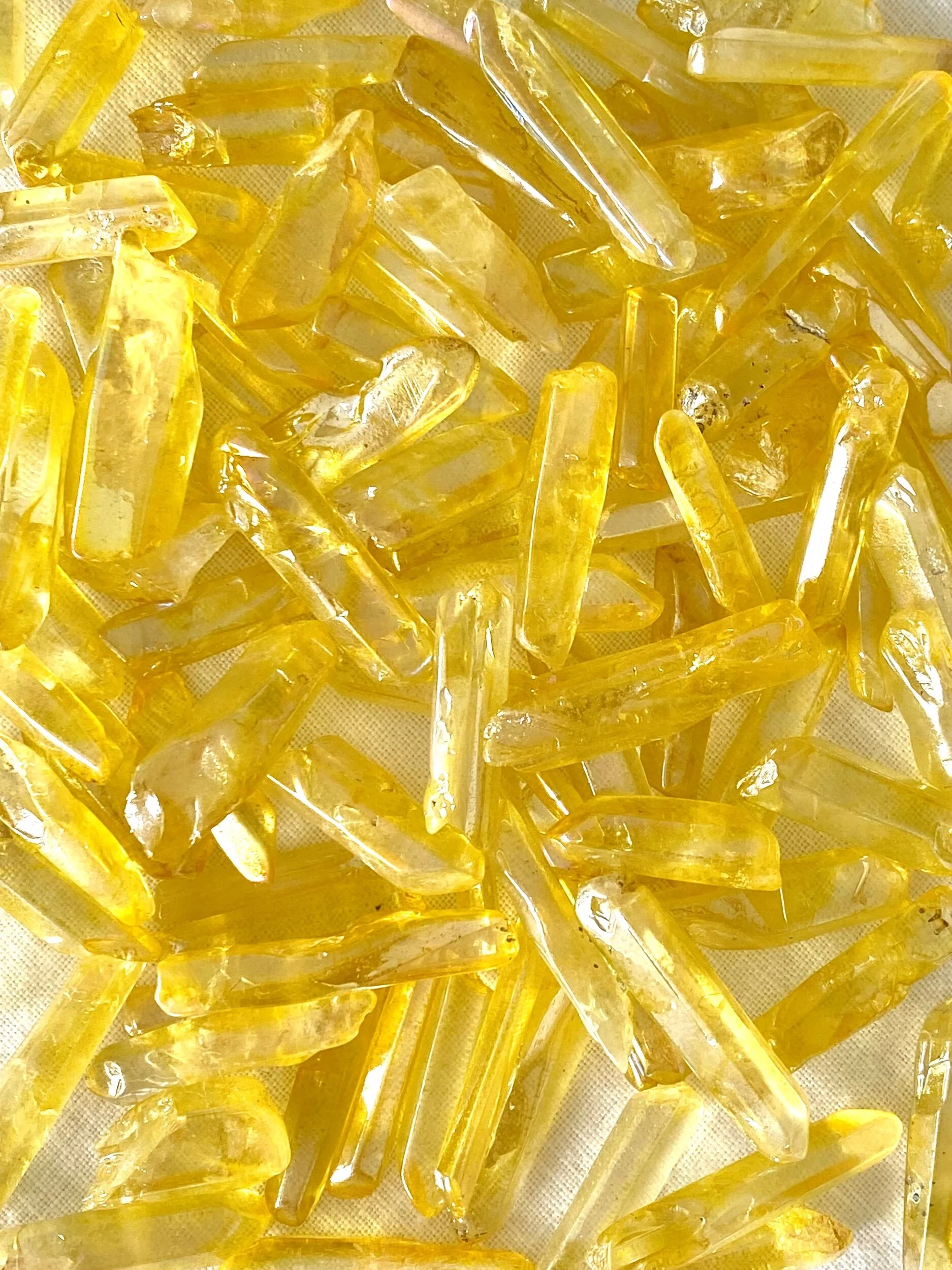 Yellow Aura Quartz Crystal Points