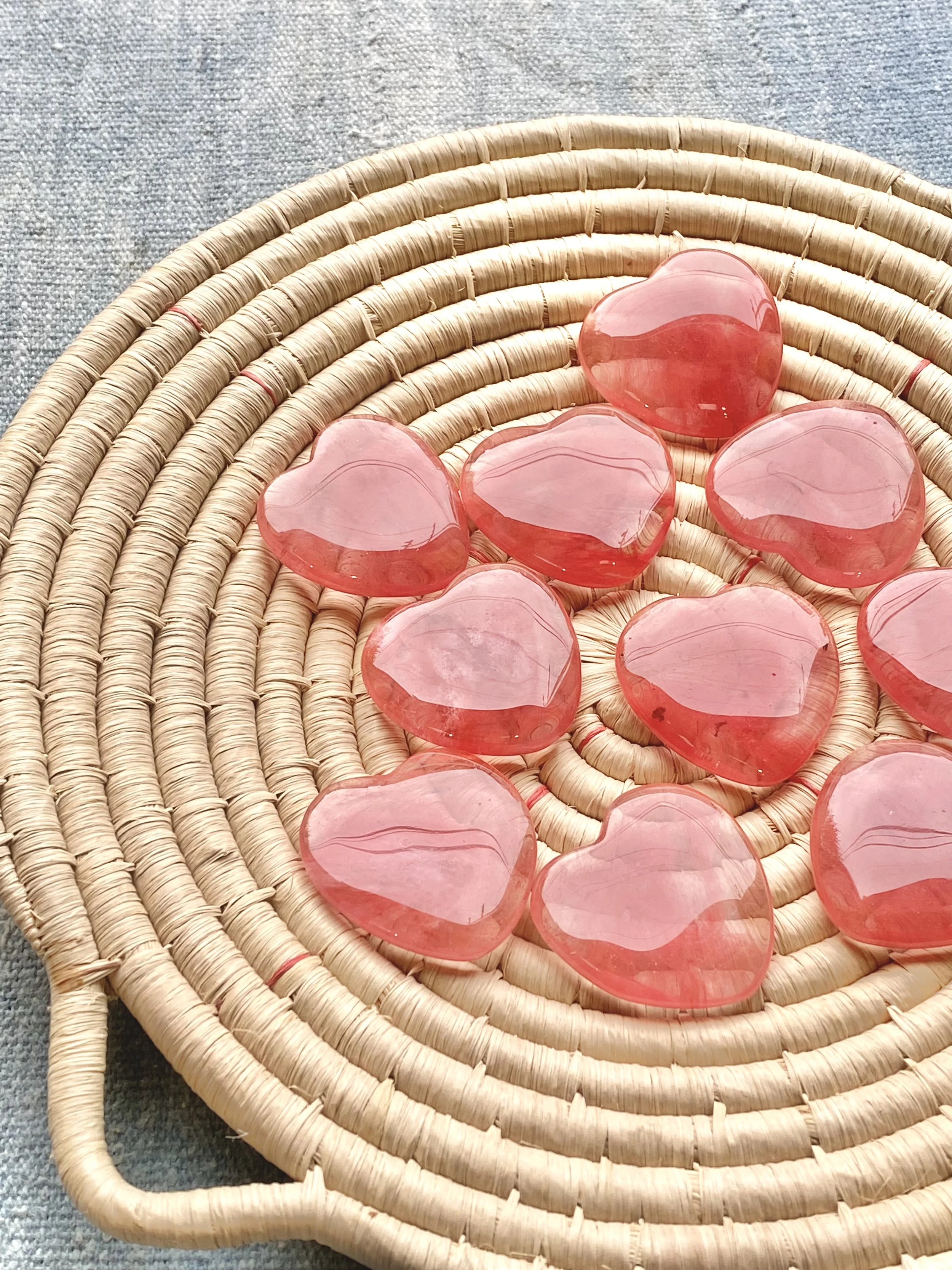 CHERRY QUARTZ HEARTS