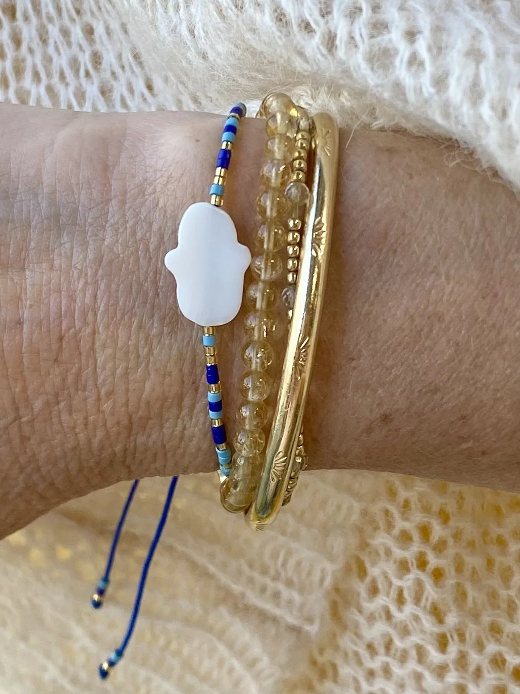 NEW! Mother of Pearl Hamsa Bracelet