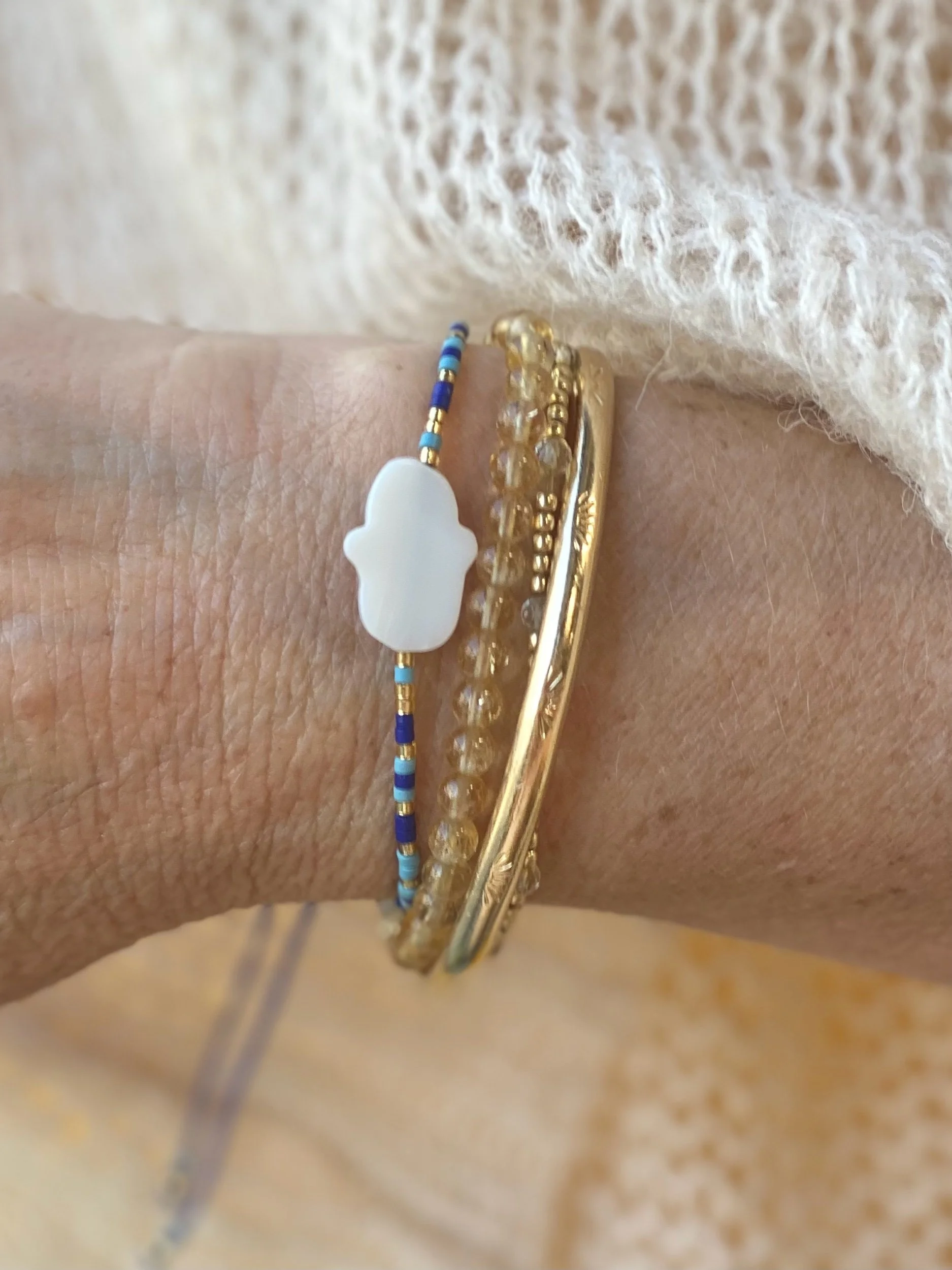 Mother of Pearl Hamsa Bracelet