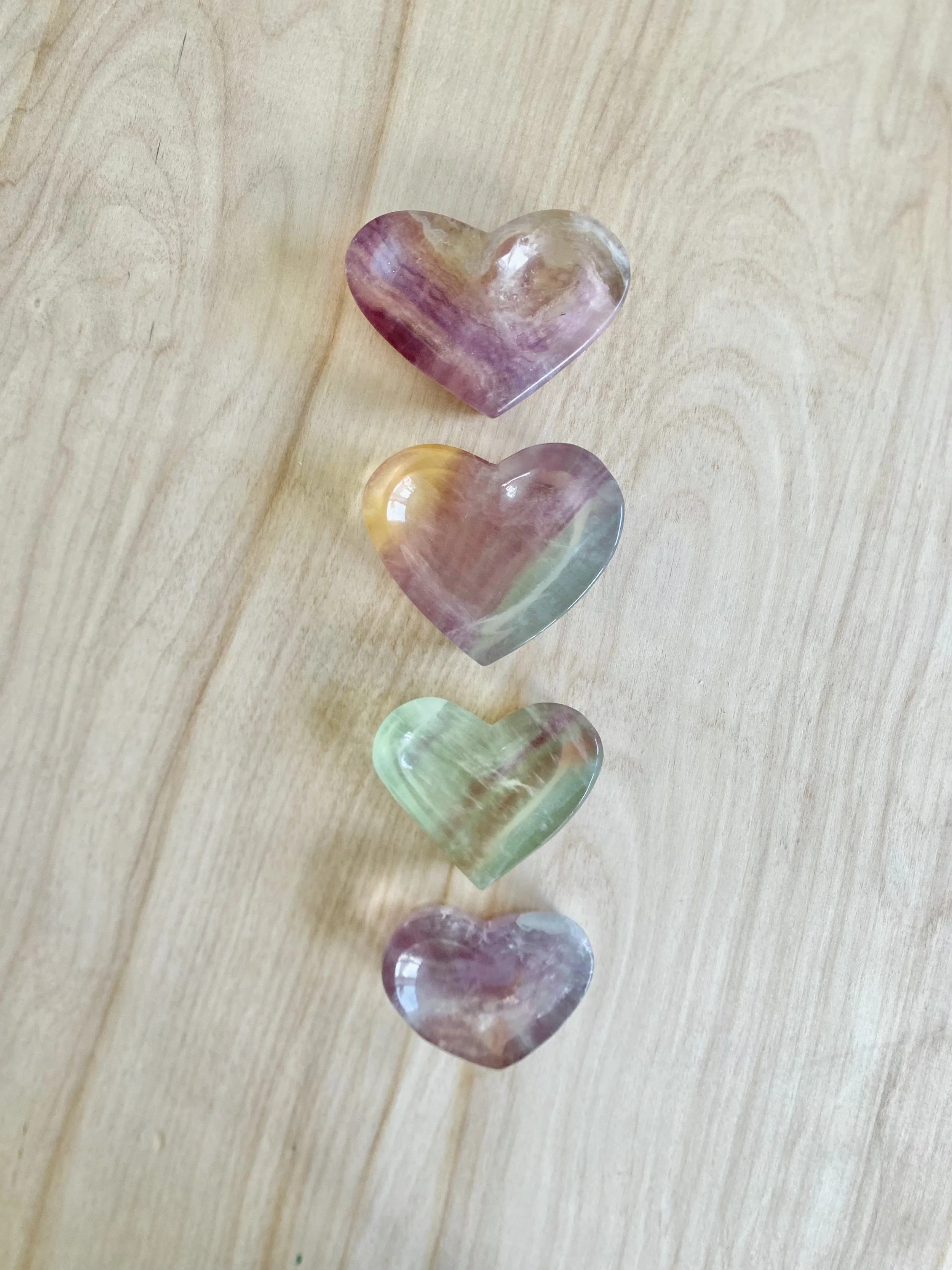 RAINBOW FLUORITE HEART DISH