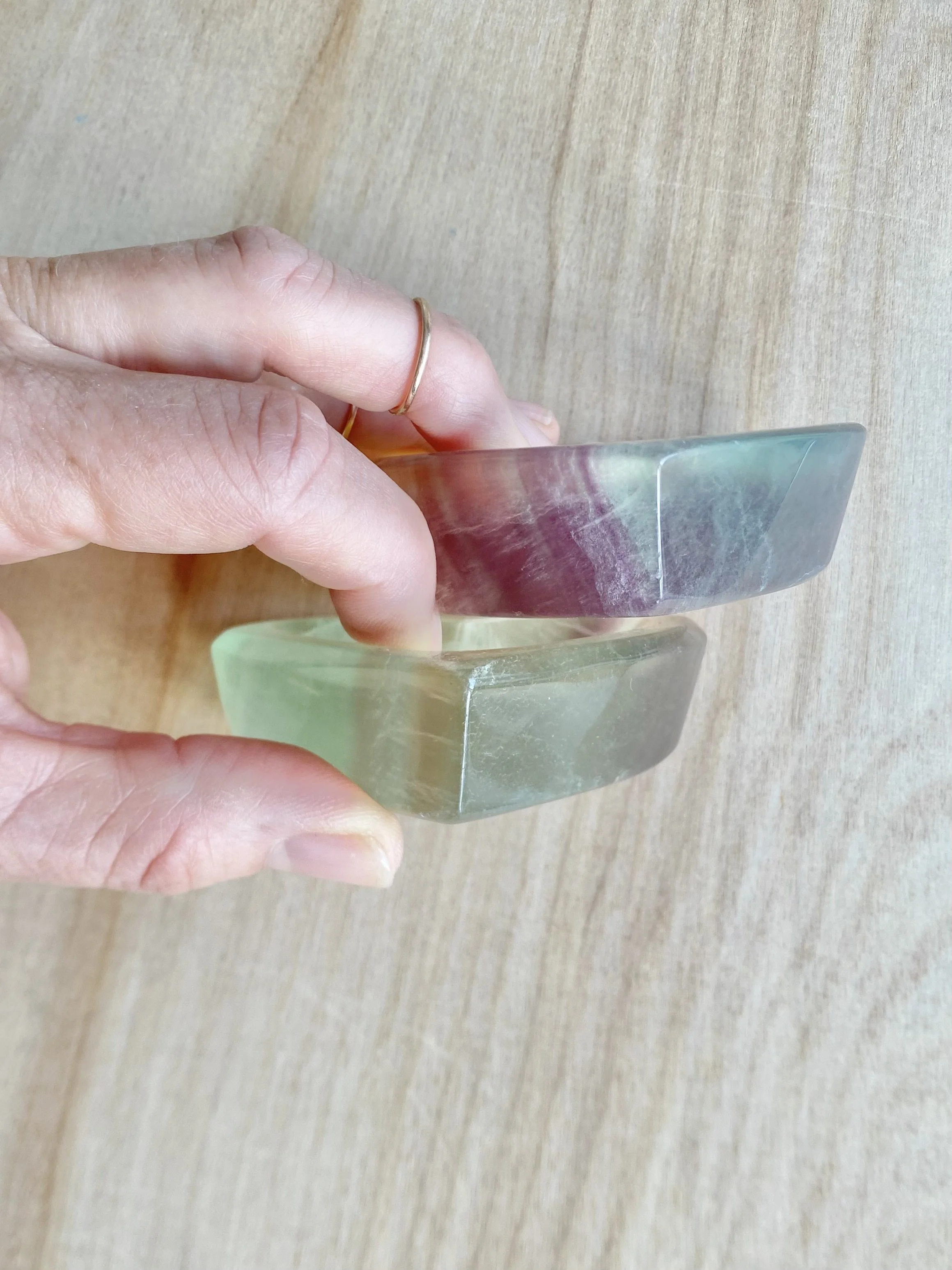 RAINBOW FLUORITE HEART DISH