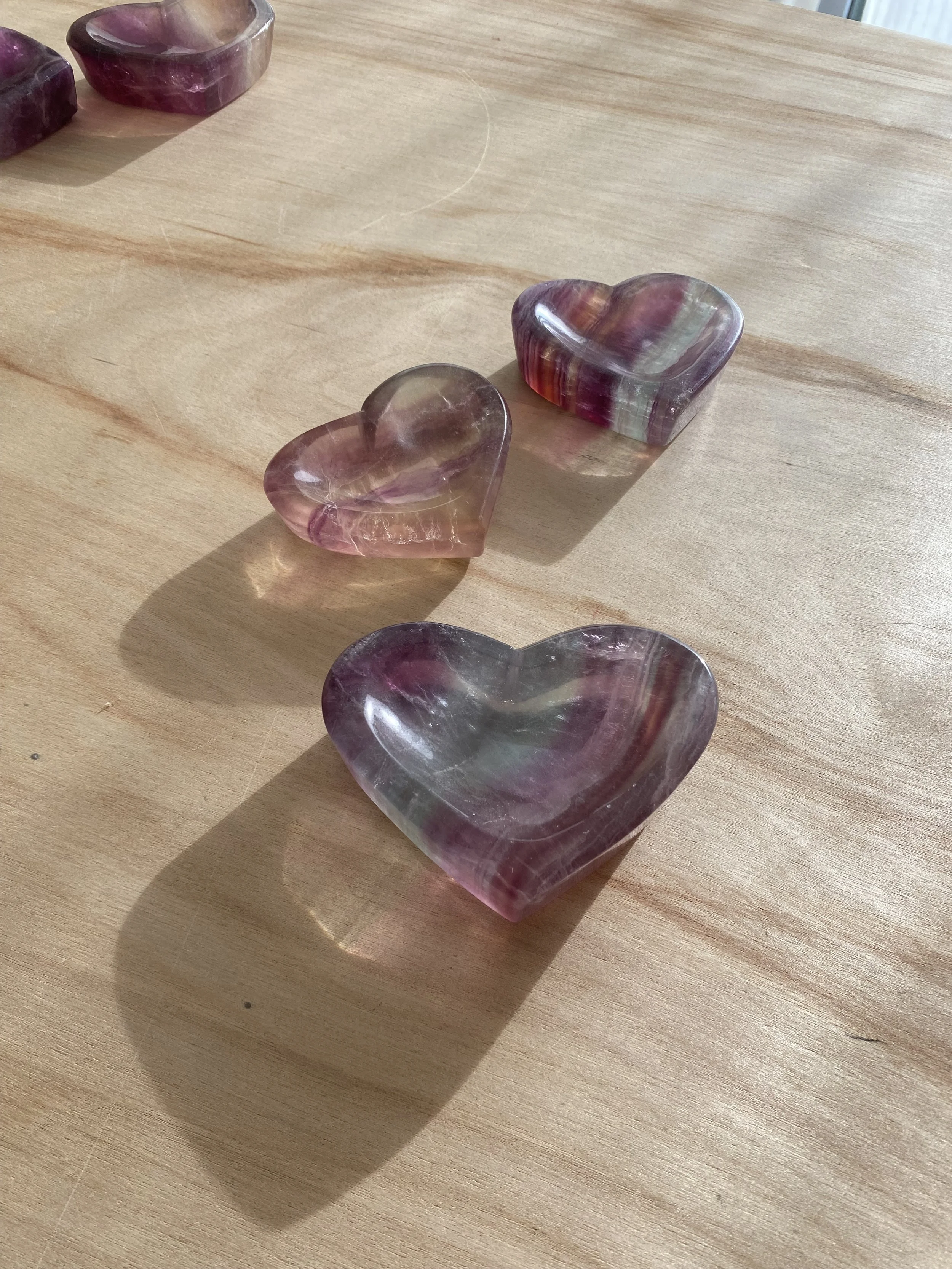 RAINBOW FLUORITE HEART DISHES