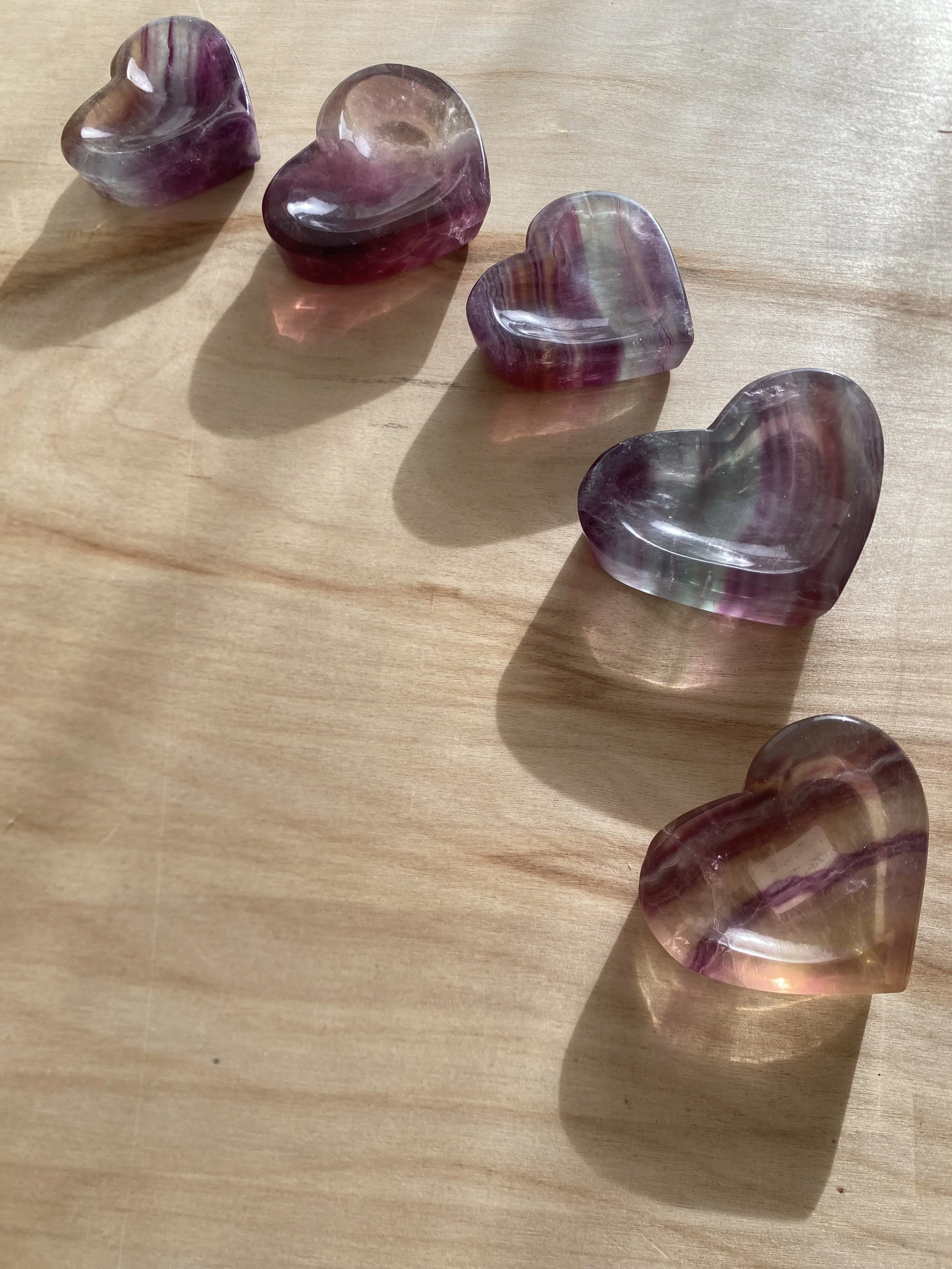 RAINBOW FLUORITE HEART DISHES