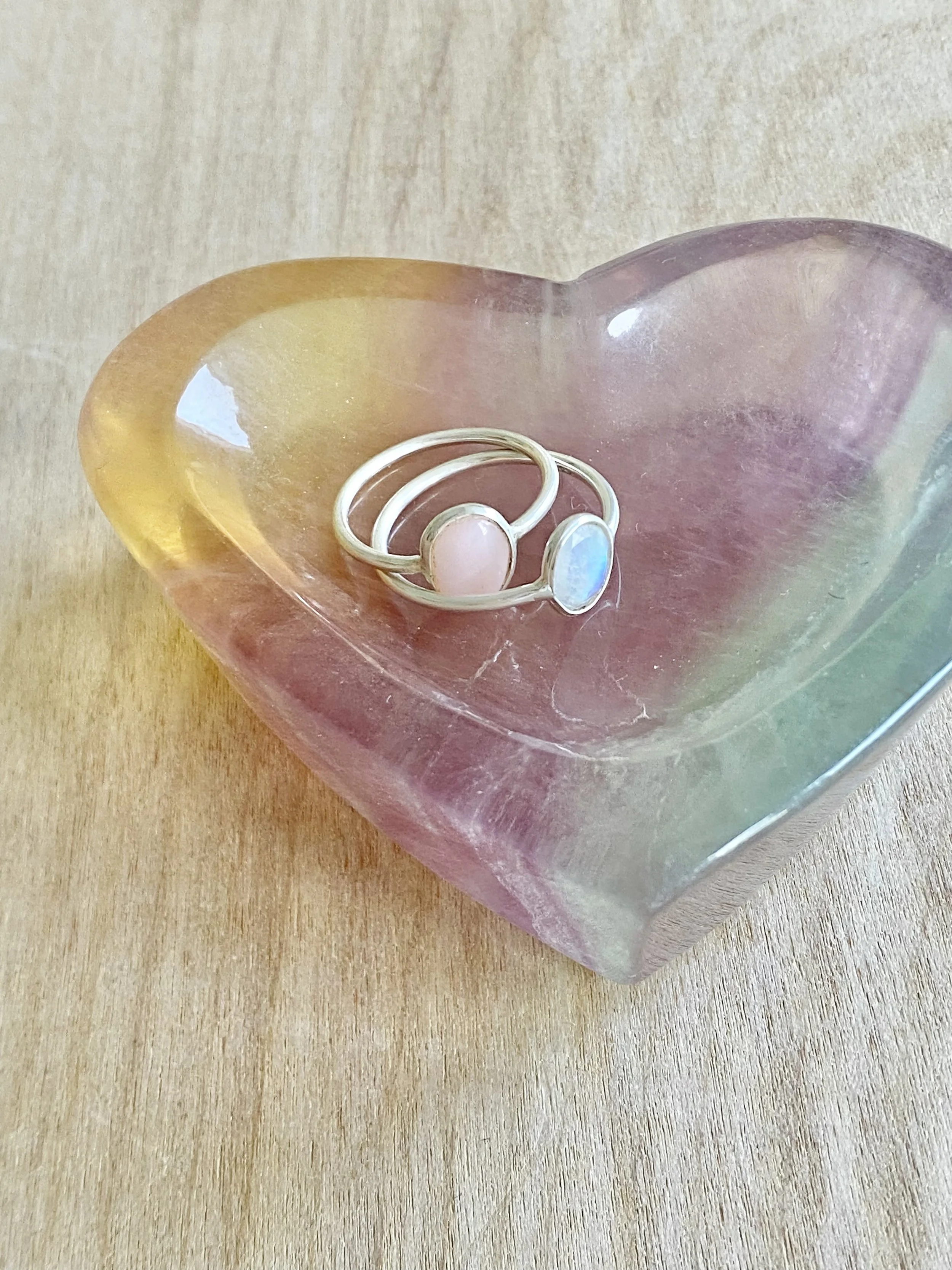 RAINBOW FLUORITE HEART DISH