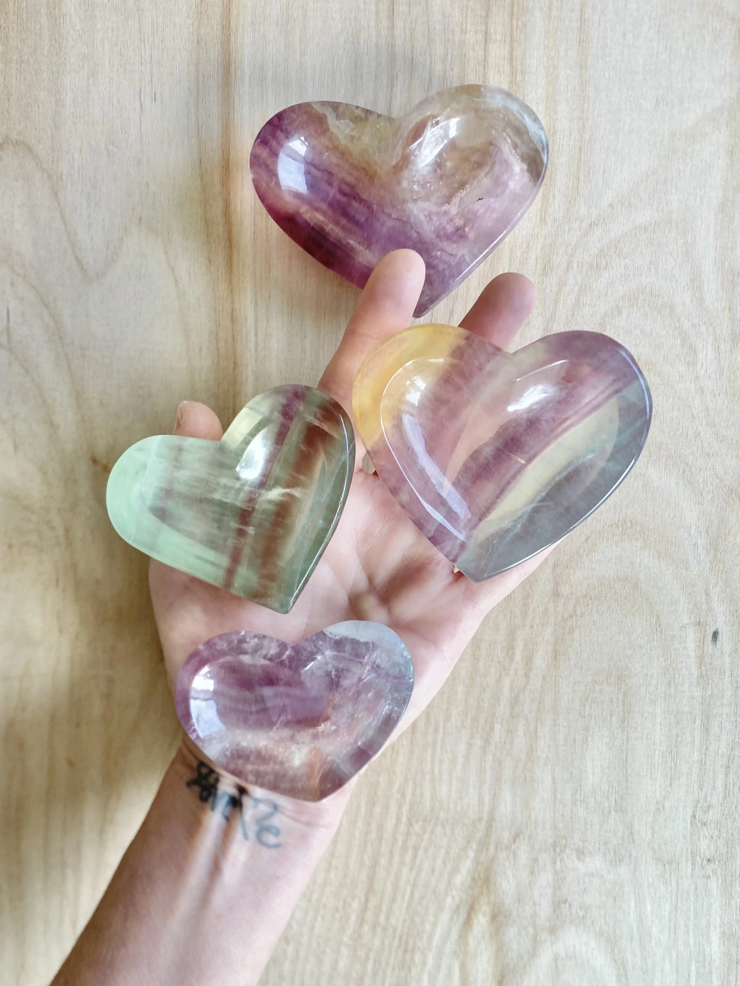 RAINBOW FLUORITE HEART DISH
