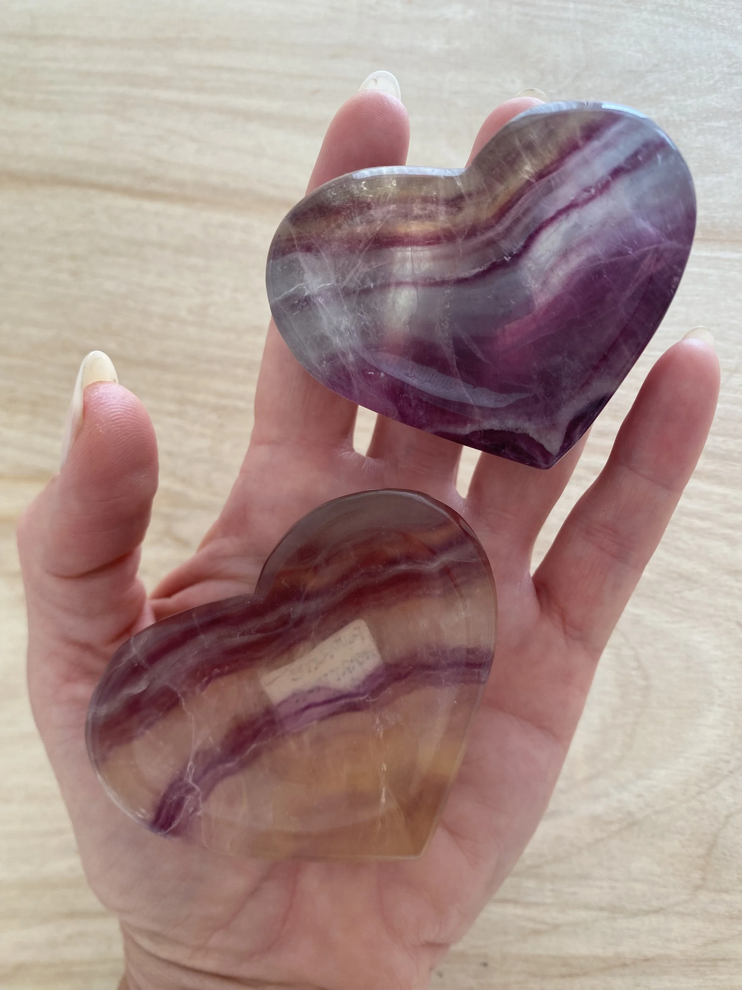 RAINBOW FLUORITE HEART DISHES