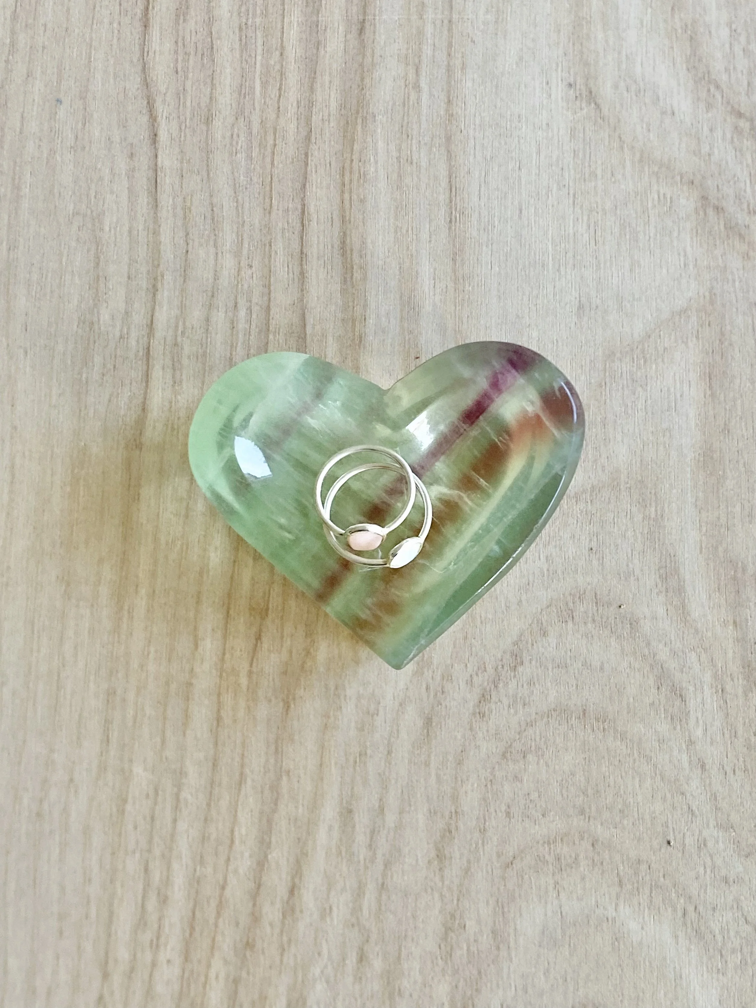 RAINBOW FLUORITE HEART DISH