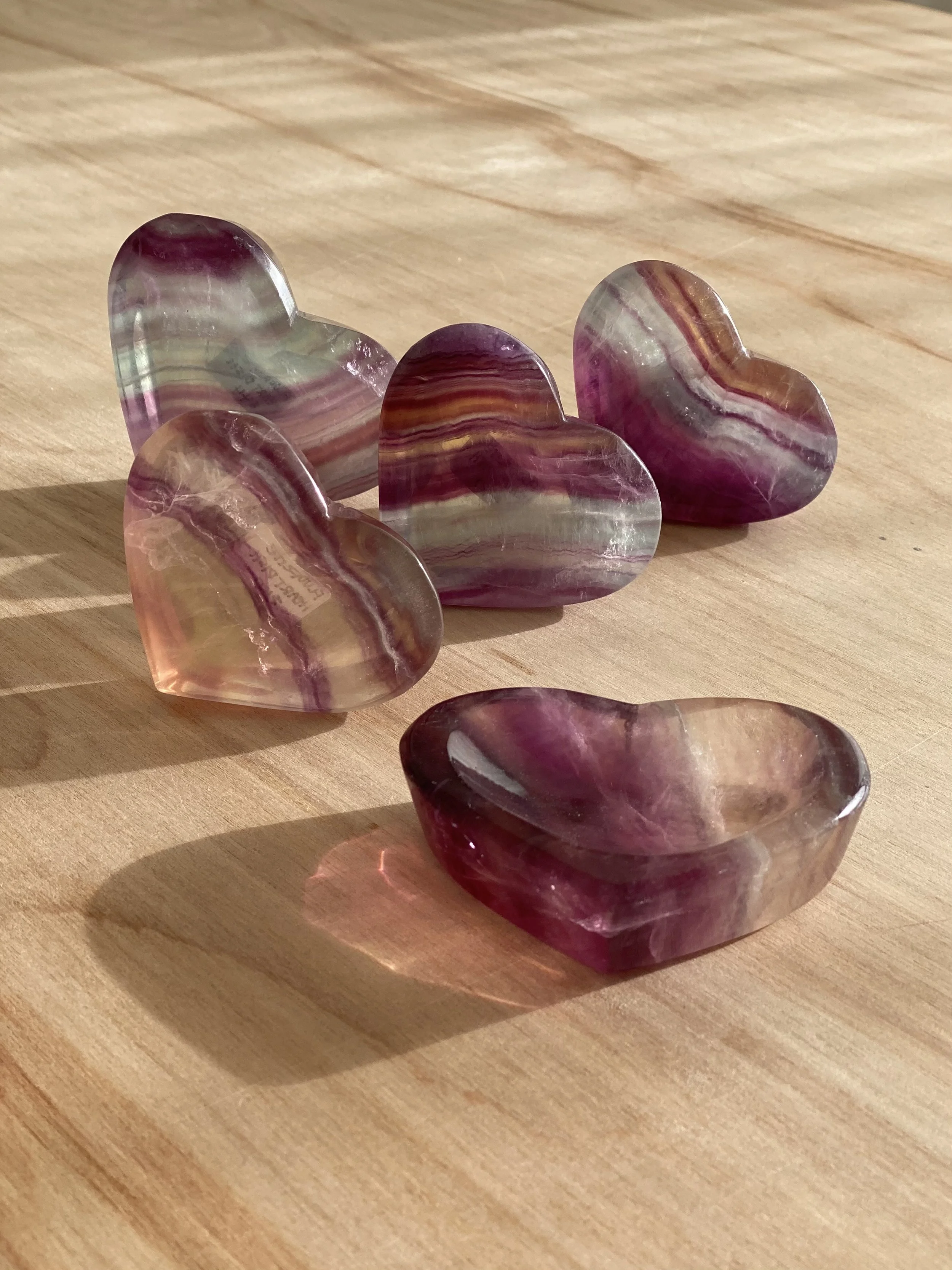 RAINBOW FLUORITE HEART DISHES