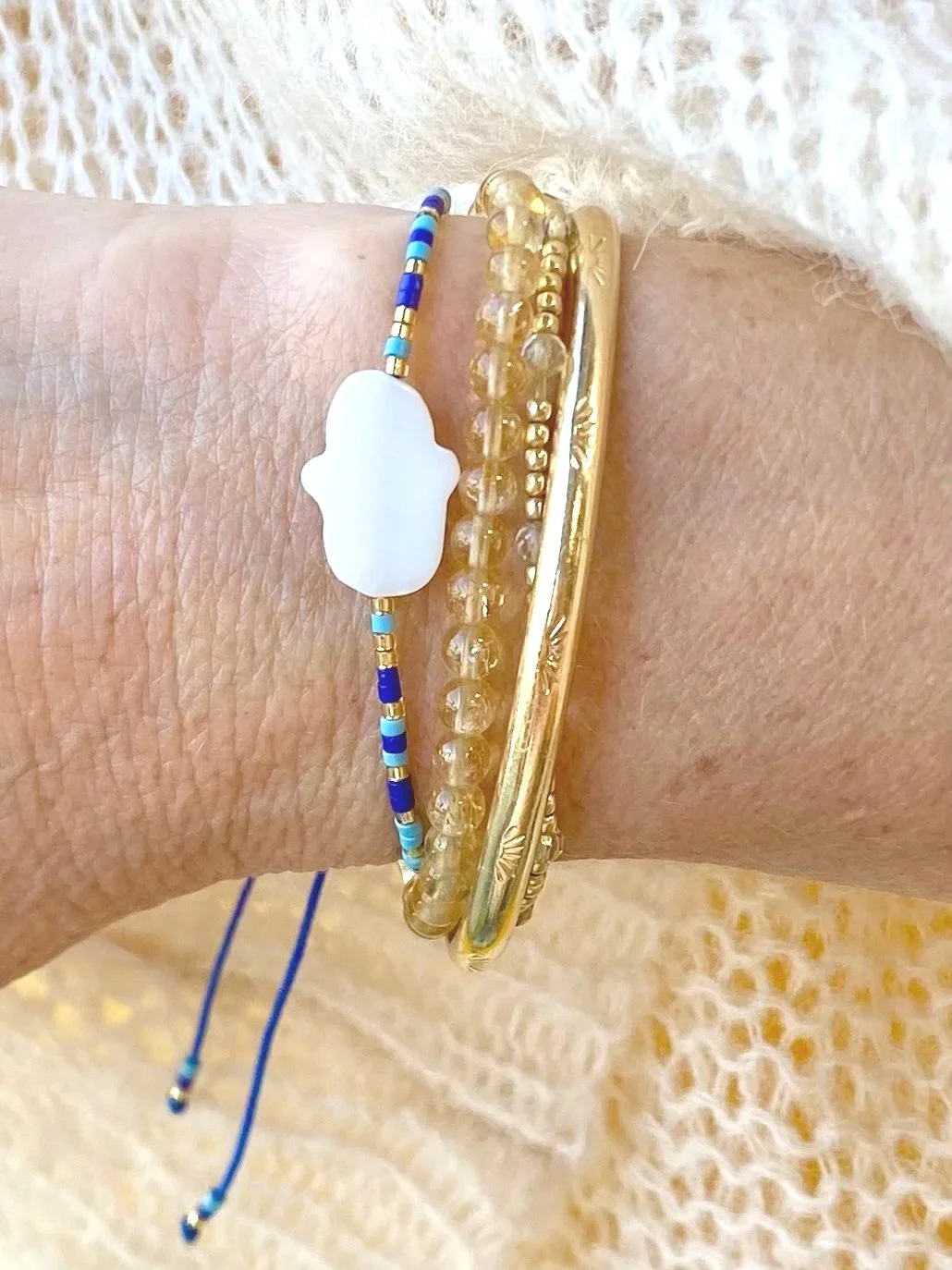 Mother of Pearl Hamsa Bracelet