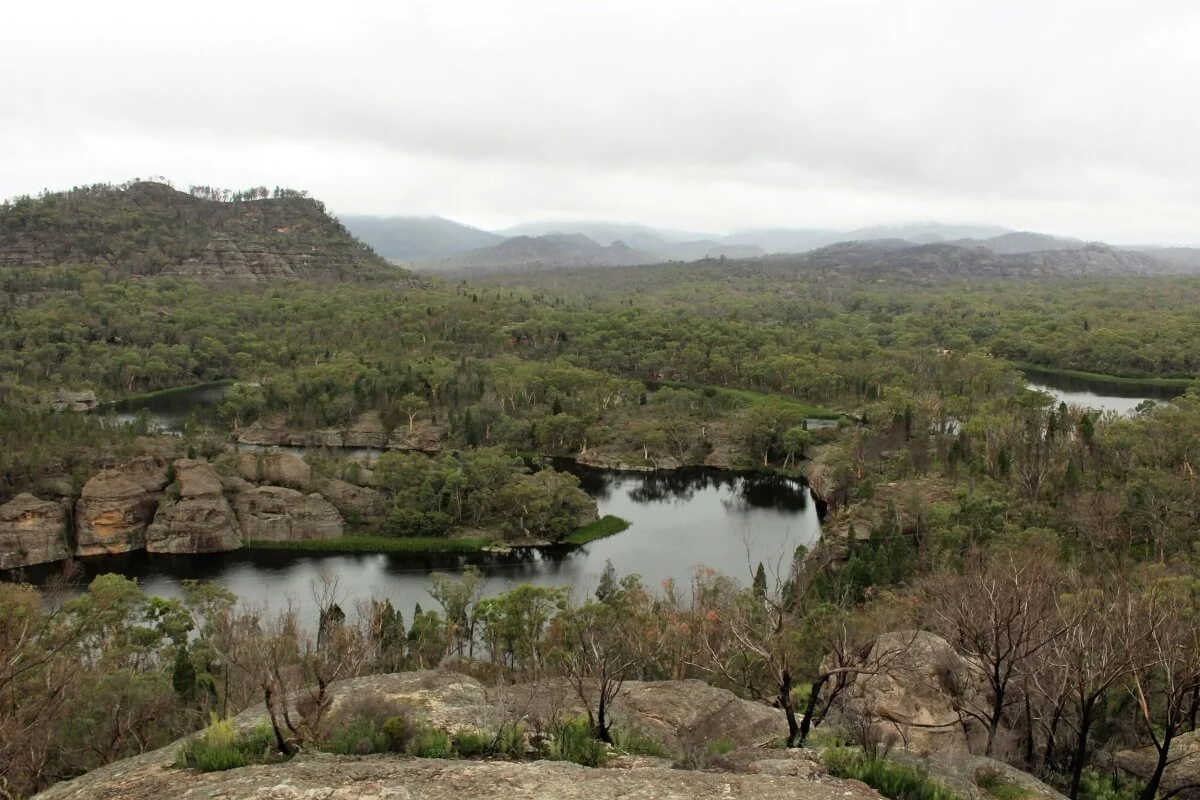 View from the Ganguddy lookout over Dunns Swamp and pagoda rock formations, Capertee Valley NSW