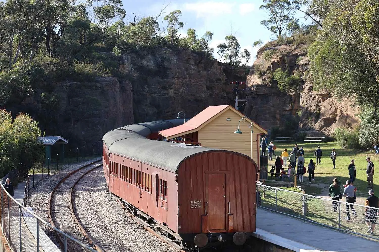 Heritage carriages at a station stop on the Zig Zag Railway, Blue Mountains