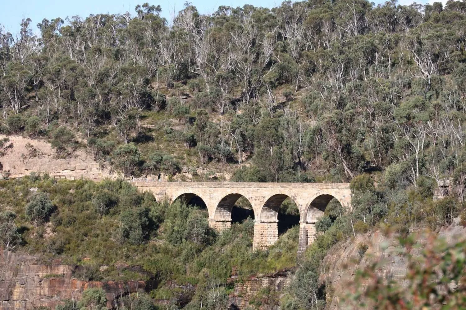 Sandstone arched viaduct on the Zig Zag Railway line, Blue Mountains