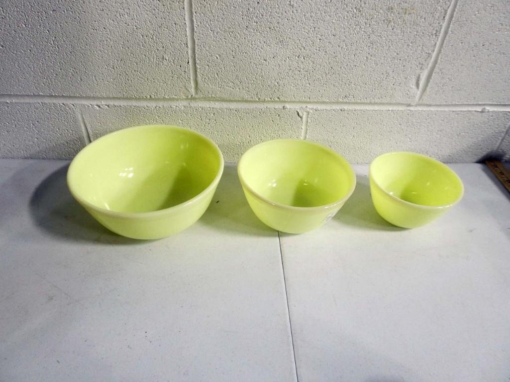 Mosser Buttercream Uranium Glass Mixing Bowls