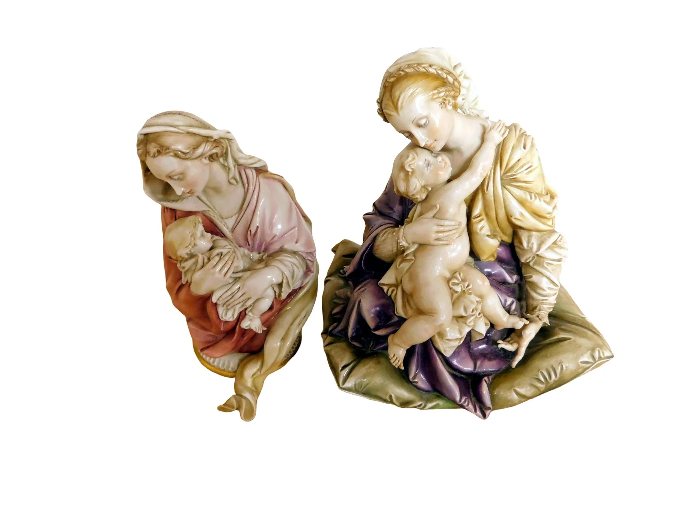 2 Antonio Borsato religious figurines including the blessed Mother Mary and another fine porcelain figurine.