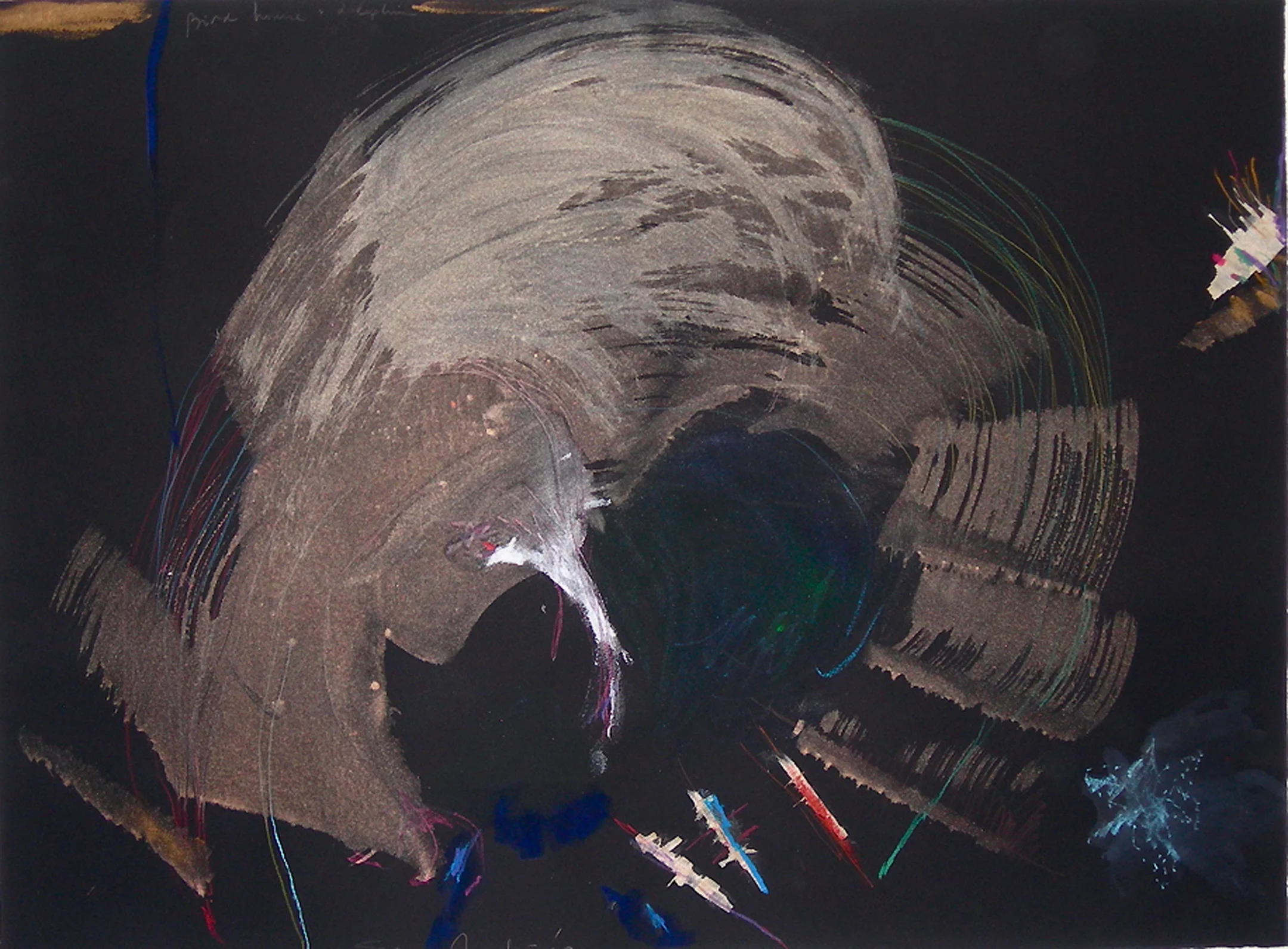 "Birdhouse: dolphin" (C. Ciavonne) Acrylic and collage on paper. 22 x 30 in. 1998