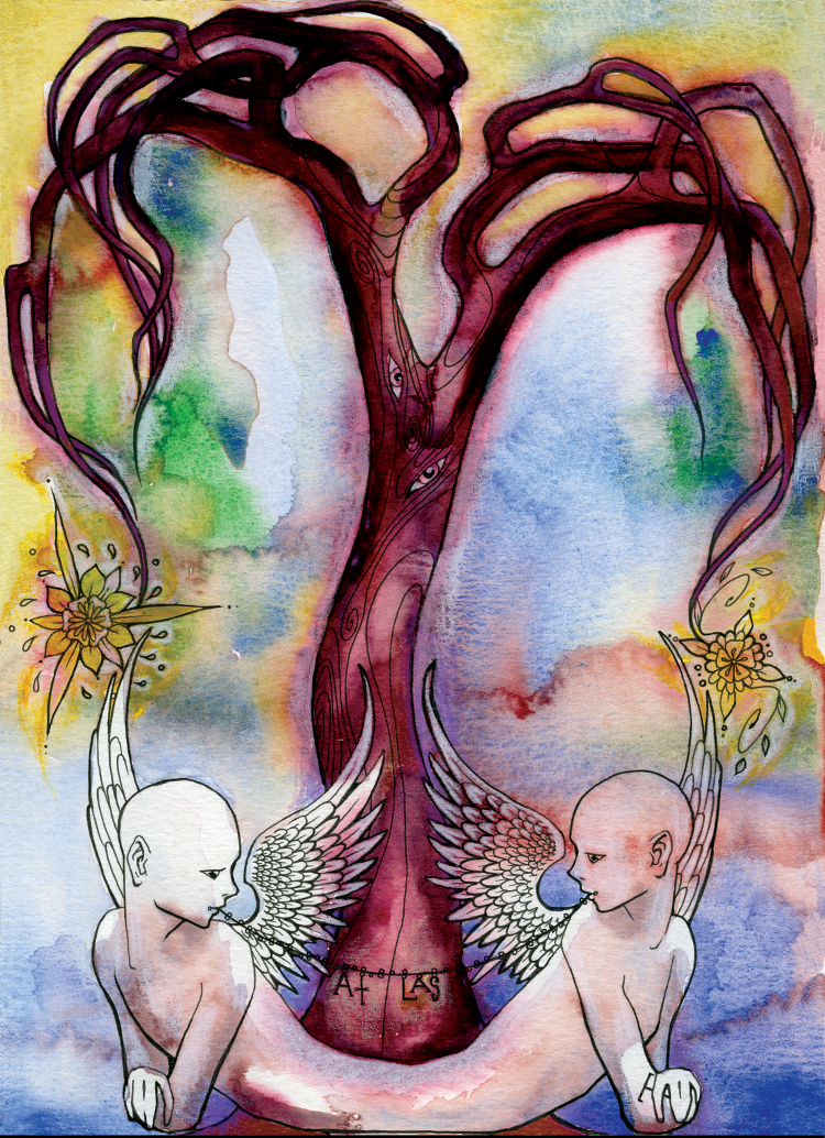 VI: Love (2003). Ink, watercolor, and colored pencil on paper.