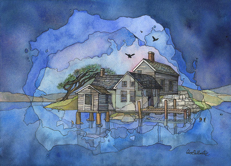 Islands (2017). Ink and watercolor on paper.