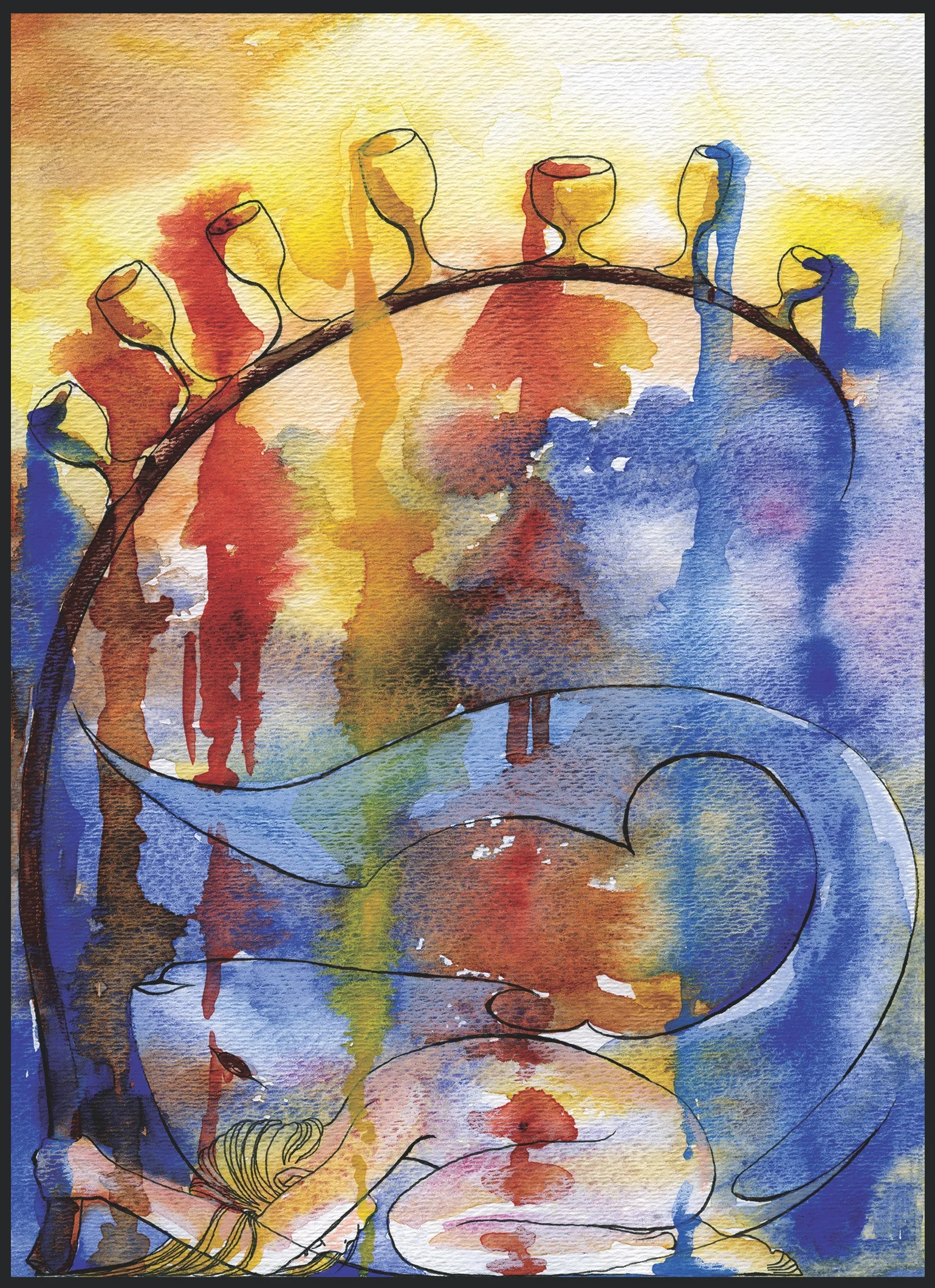 The Seven of Cups (2004). Ink, watercolor, and prismacolor on paper.