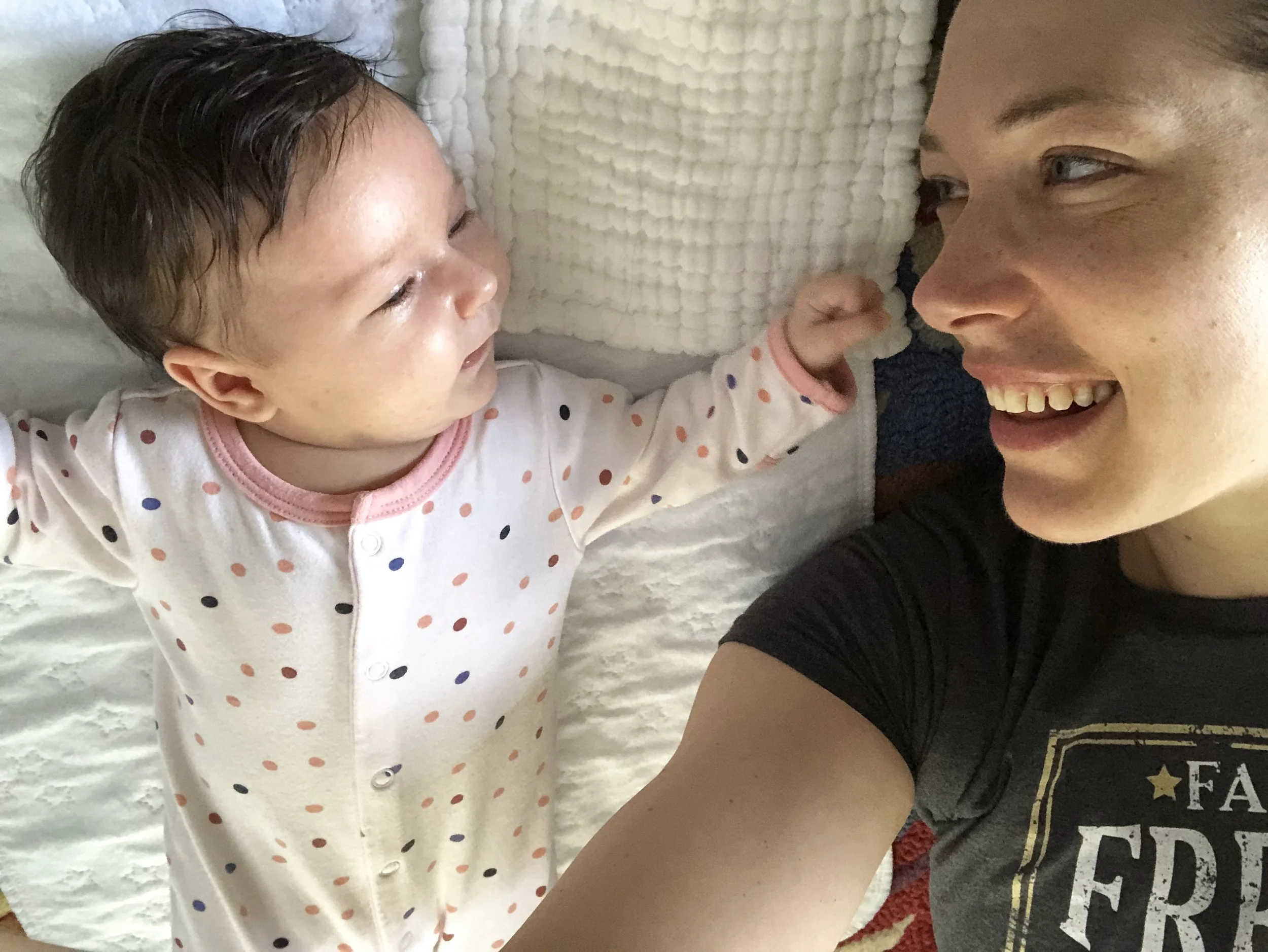 Seven weeks postpartum, on the first good day since the delivery.