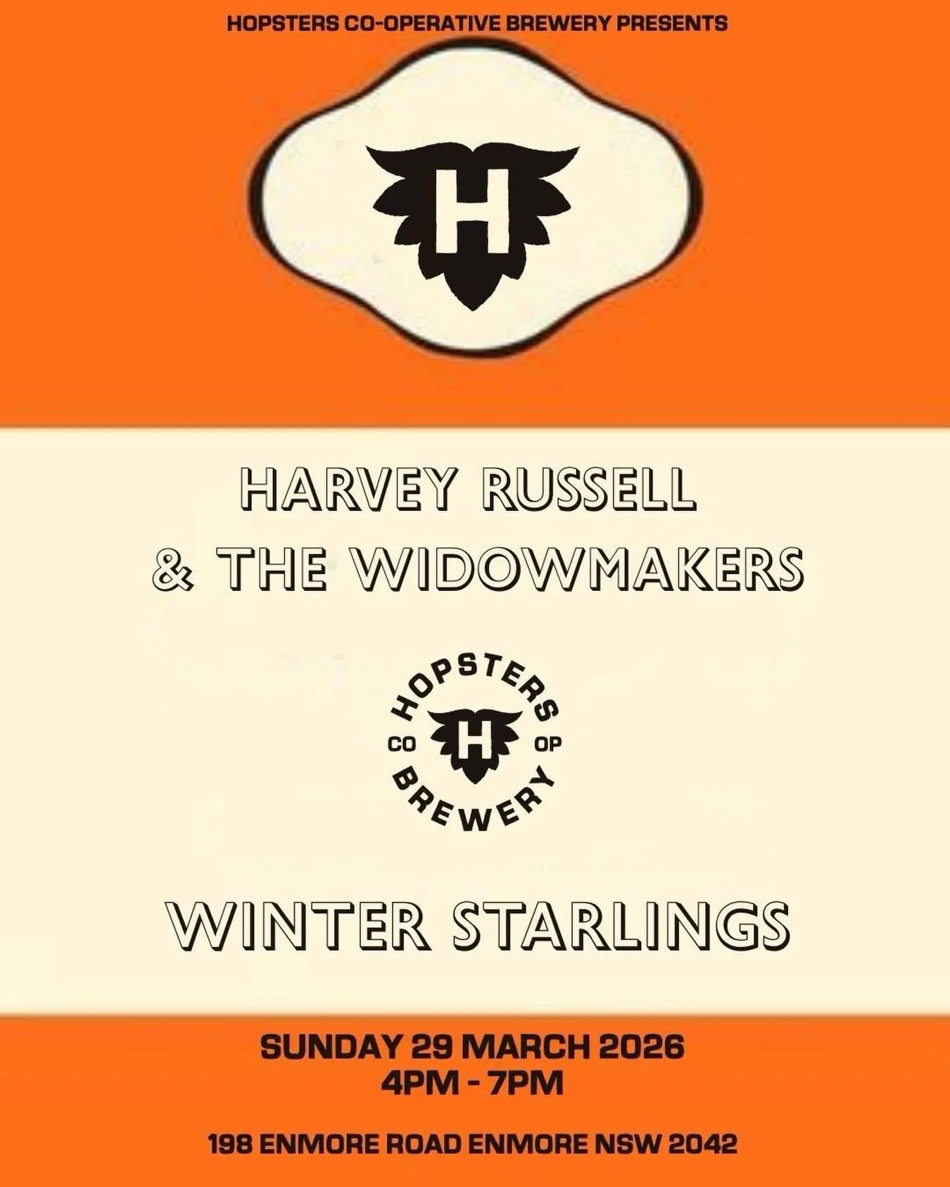 The Widowmakers hit the stage at @hopstersau enmore on Sunday 29 March. The very talented @winterstarlings also on the bill! Come along for a beer and a tune - from 4pm. FREE - see you there! 🍺🎶