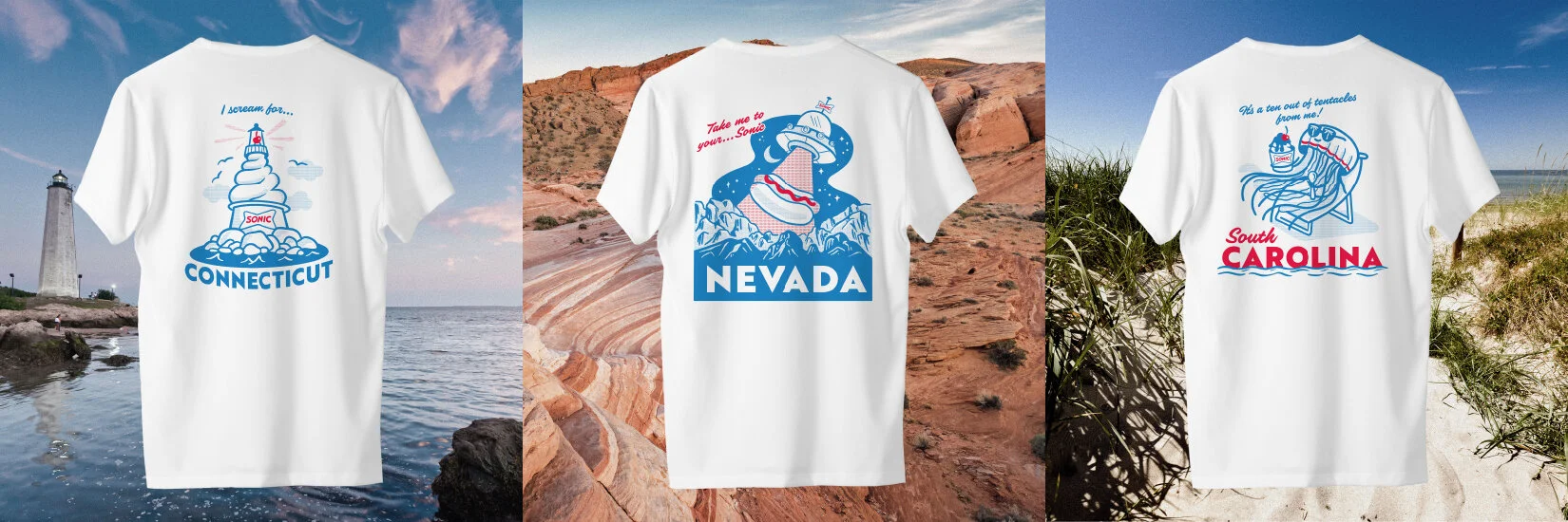 Pilar Peace Sonic T-shirts A T-shirt for every state with a Sonic Connecticut Nevada South Carolina
