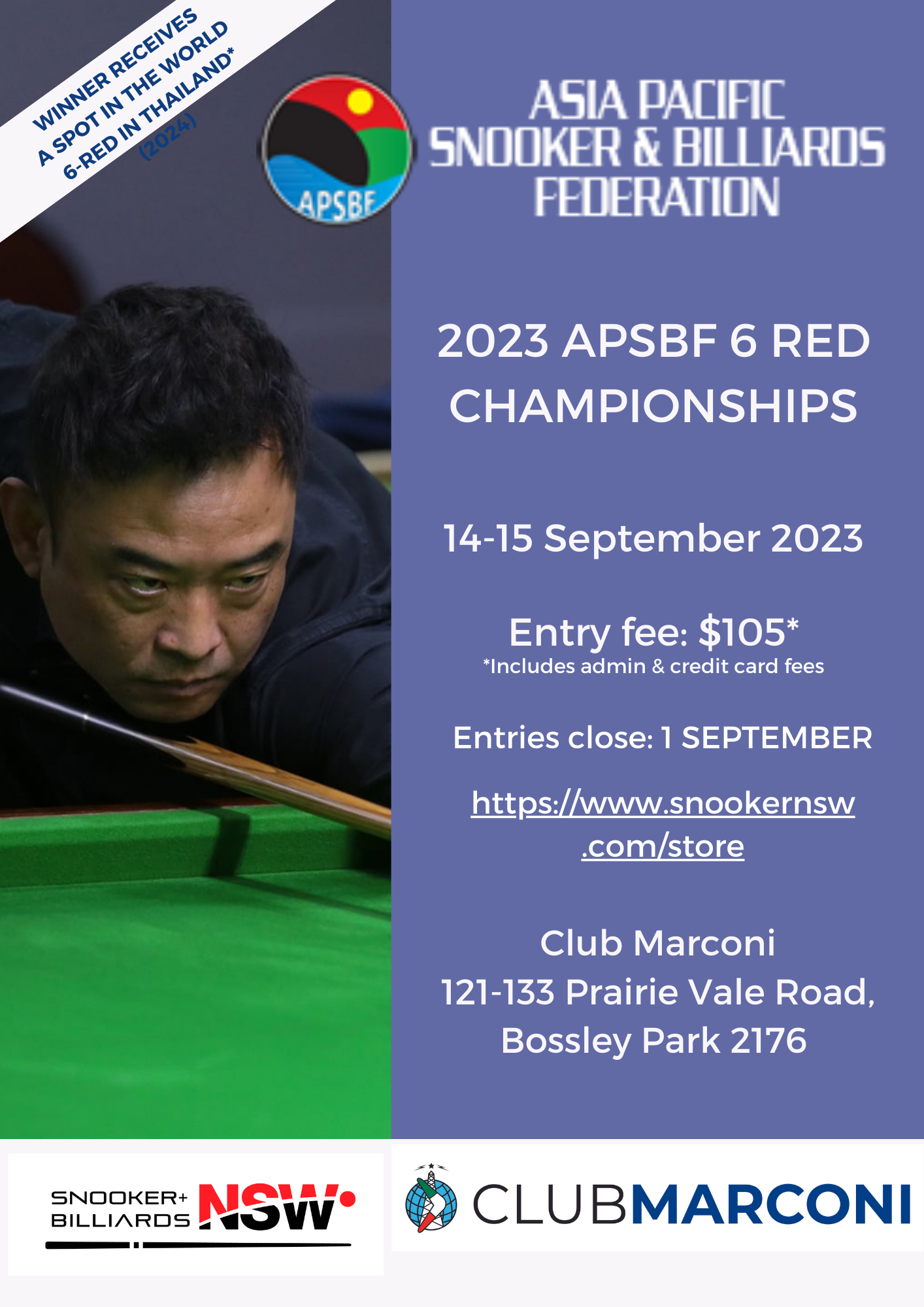 APSBF 6 Red Snooker Championship — Snooker and Billiards NSW