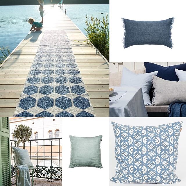 Shades of blue. Always so inspiring and nurturing. Ohhh, how I miss the sea! 💙Marstrand💙 #ecofriendly #eco #swedish #scandinaviandesign #fairtrade #sustainable #sustainablefashion #cushions #rug #linen #interiordesign #himla #britasweden #afroart