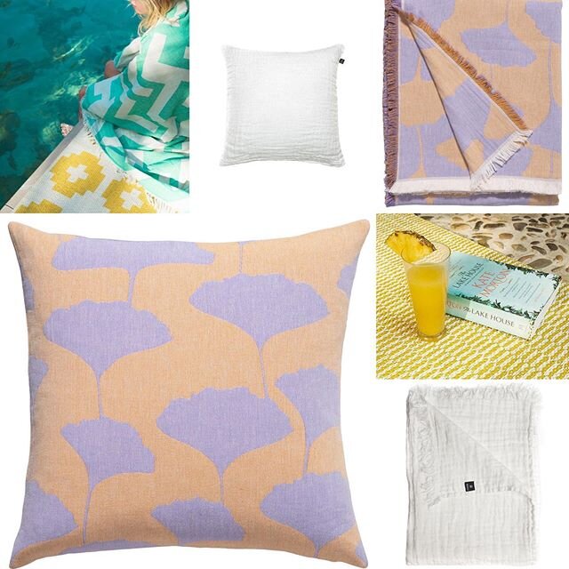 Recycled Cotton &ldquo;Ginko&rdquo;Collection from Brita Sweden. 💛 Sustainable Summer living with natural materials. ☀️🌼 #recycledfashion #recycledinteriors #sustainablefashion #sustainableliving #cushion  #cushions #throws #scandinavianstyle #scan