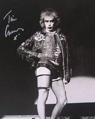 47 years ago today, on the 19th of June #1973, #TheRockyHorrorShow had its official, thunder ridden, opening night in the 63 seat #RoyalCourt Theatre Upstairs, #London. 
This photograph of #TimCurry was taken by #LeslieHamilton. The image was capture