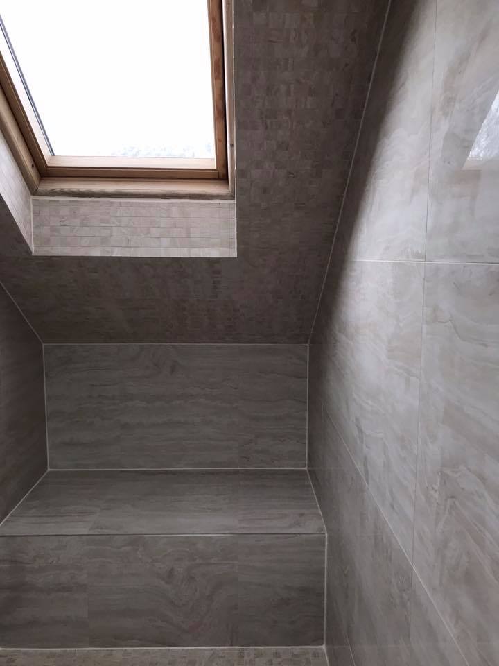 Converted space for a wetroom with seating