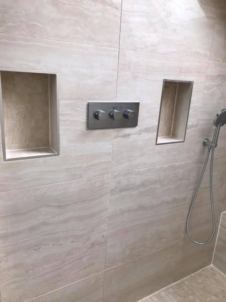 wetroom installation with wall storage