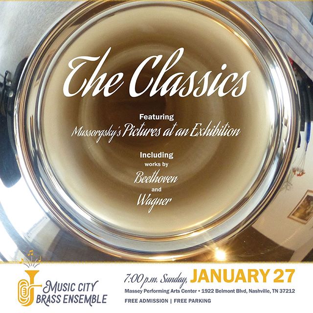 The Music City Brass Ensemble is back again this weekend with a concert full of pieces from the classical canon. Join us for this free performance of orchestral home cooking! Additional details here: http://ow.ly/i54C30nrjfc
-
#mcbe #nashville #brass