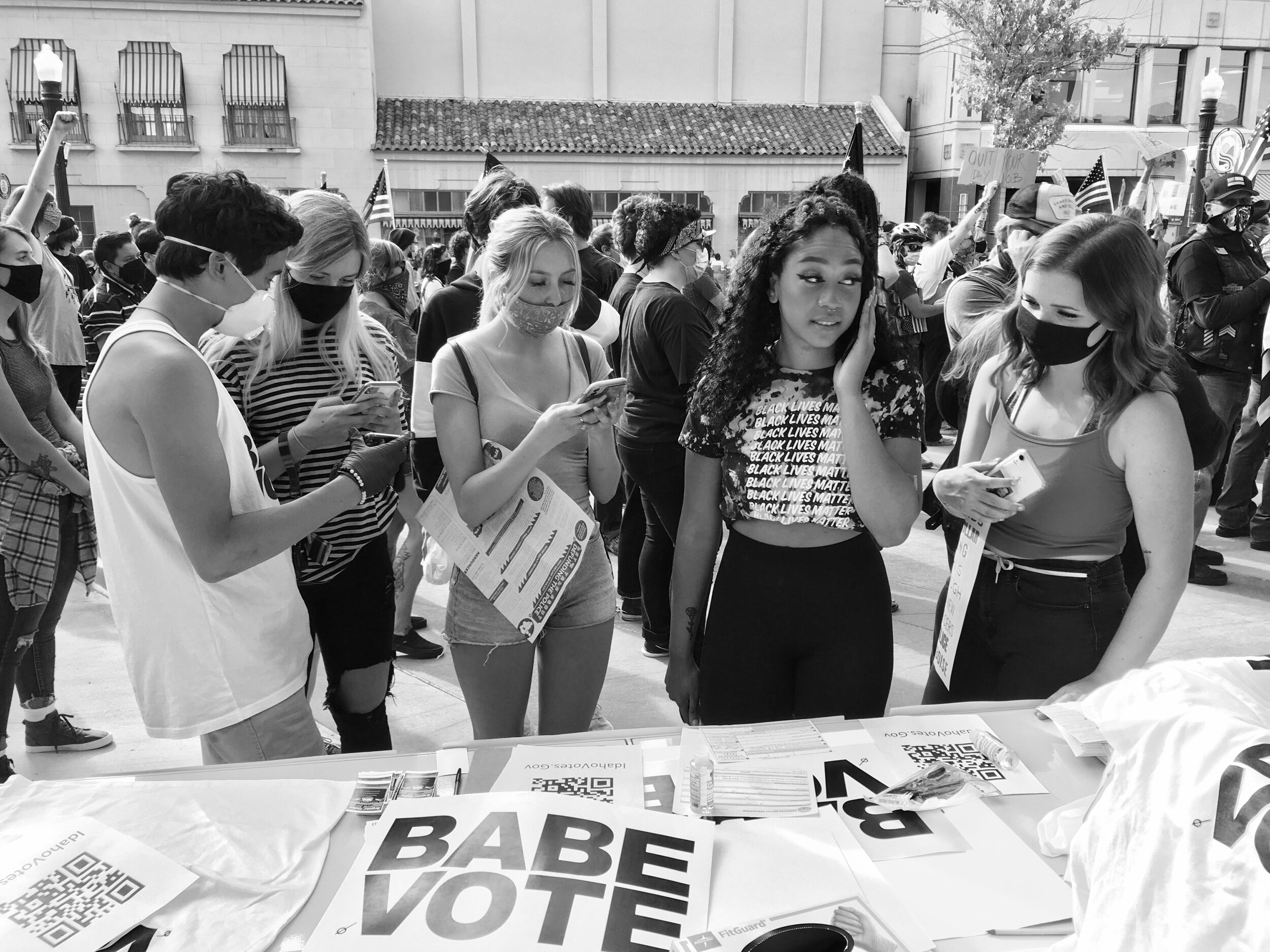BABEVOTE volunteers, too young to vote themselves, are out registering voters at rallies & protests. #BABEVOTE 