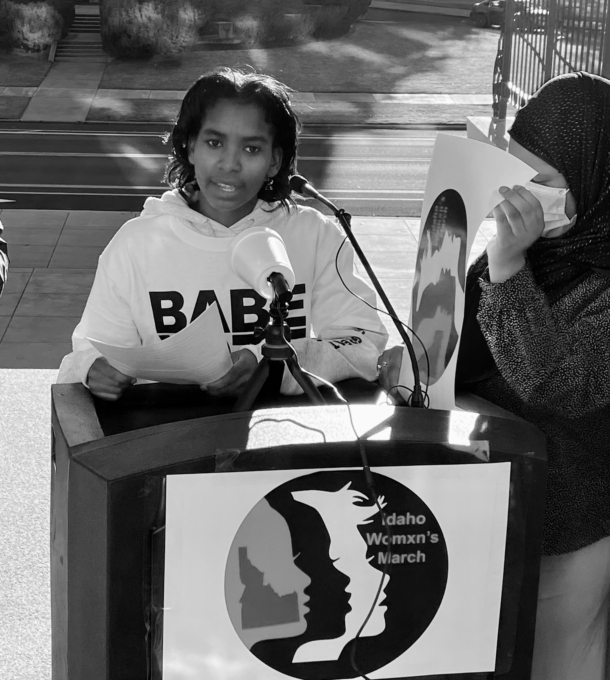 Rosina Machu speaks at Idaho Womxn's March