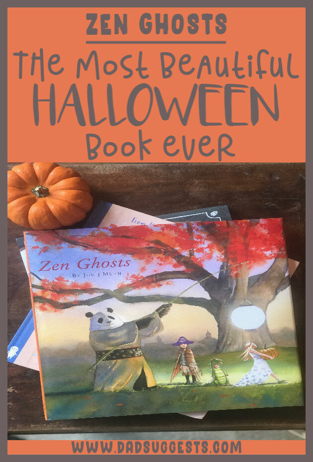 Zen Ghosts by Jon J. Muth is the most beautiful Halloween picture book ever. In the story, Stillwater the giant panda tells a spooky, ancient tale of a young couple in love. It’s spooky, gorgeous, and deeply philosophical. #halloweenbooks #zenbooks #zenghosts #jonjmuth #halloween #picturebooks #dadsuggests