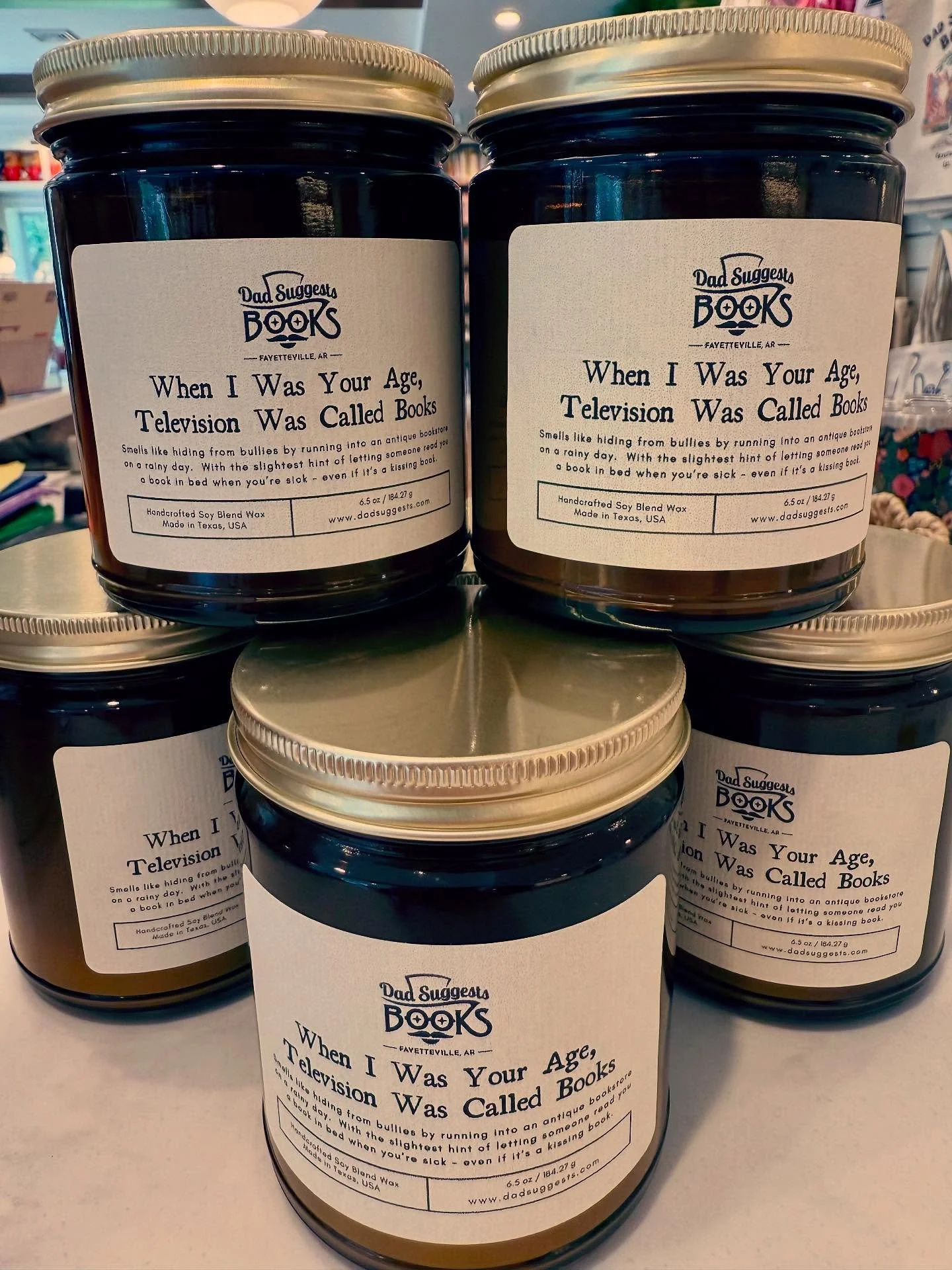 Dad Suggests Books has an official signature scent - When I Was Your Age, Television Was Called Books 🕯️

I&rsquo;m very proud of the description so make sure to zoom in. 😆