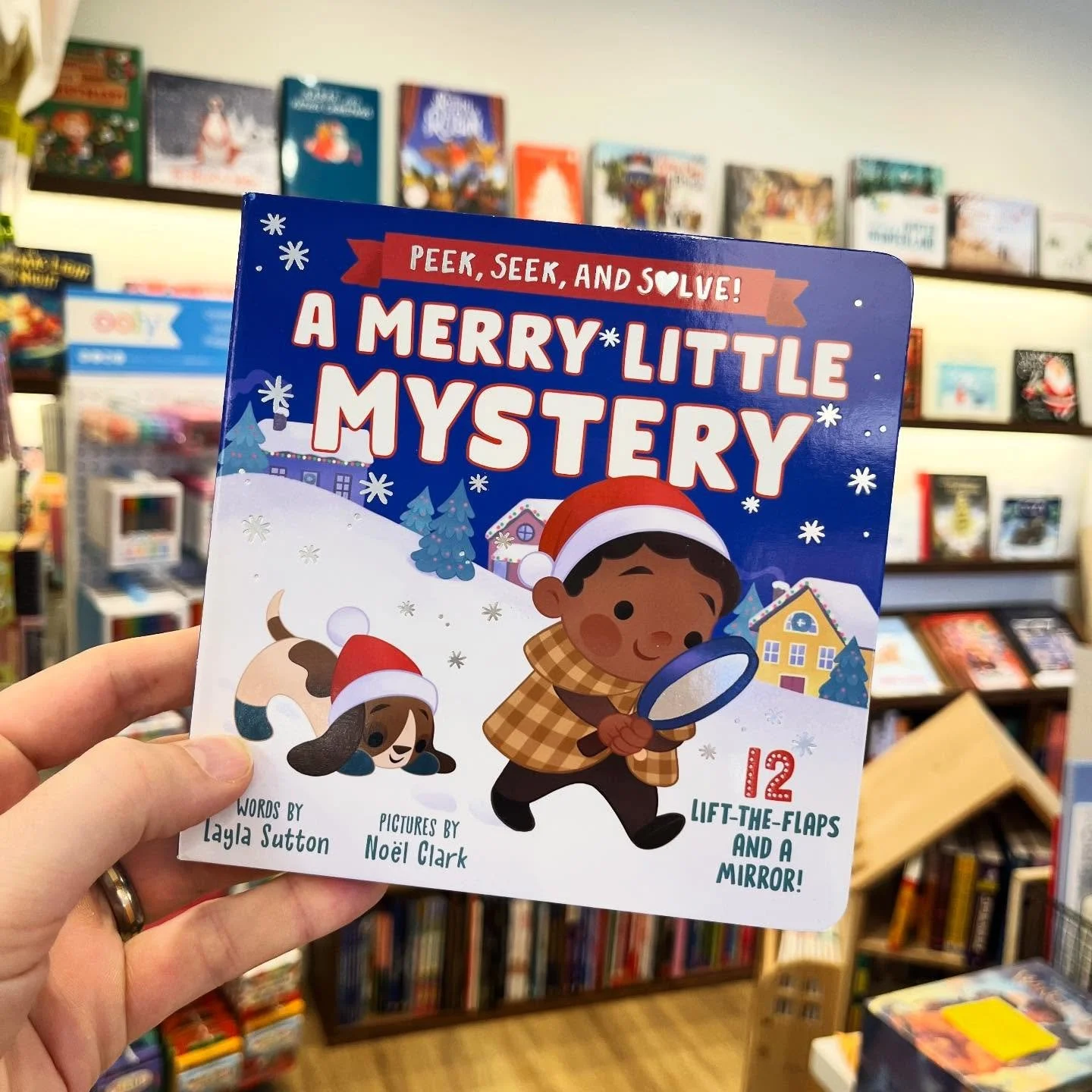 It&rsquo;s getting very Christmasy around here. Just set up our first Xmas market this weekend and board books were selling pretty fast. This one from @sourcebookskids is quite a cute concept. Very interactive. Fun mystery/guessing game for the very 
