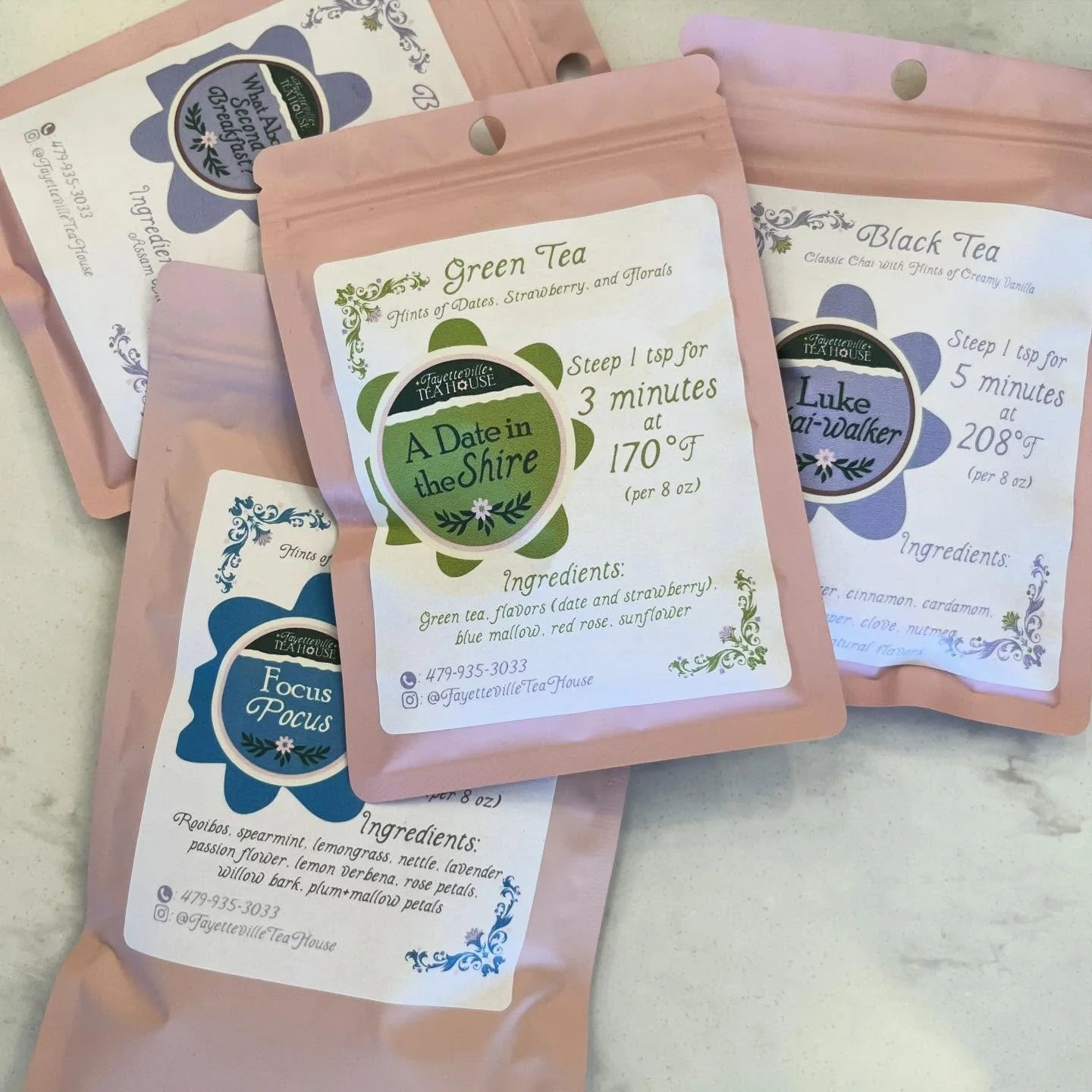 Proud to say we now carry some loose leaf tea from @fayettevilleteahouse - including a couple of appropriately Tolkien-themed ones! Finest weed in the Southfarthing!

Which of these 4 names do you like best? I&rsquo;m very fond of What About Second B